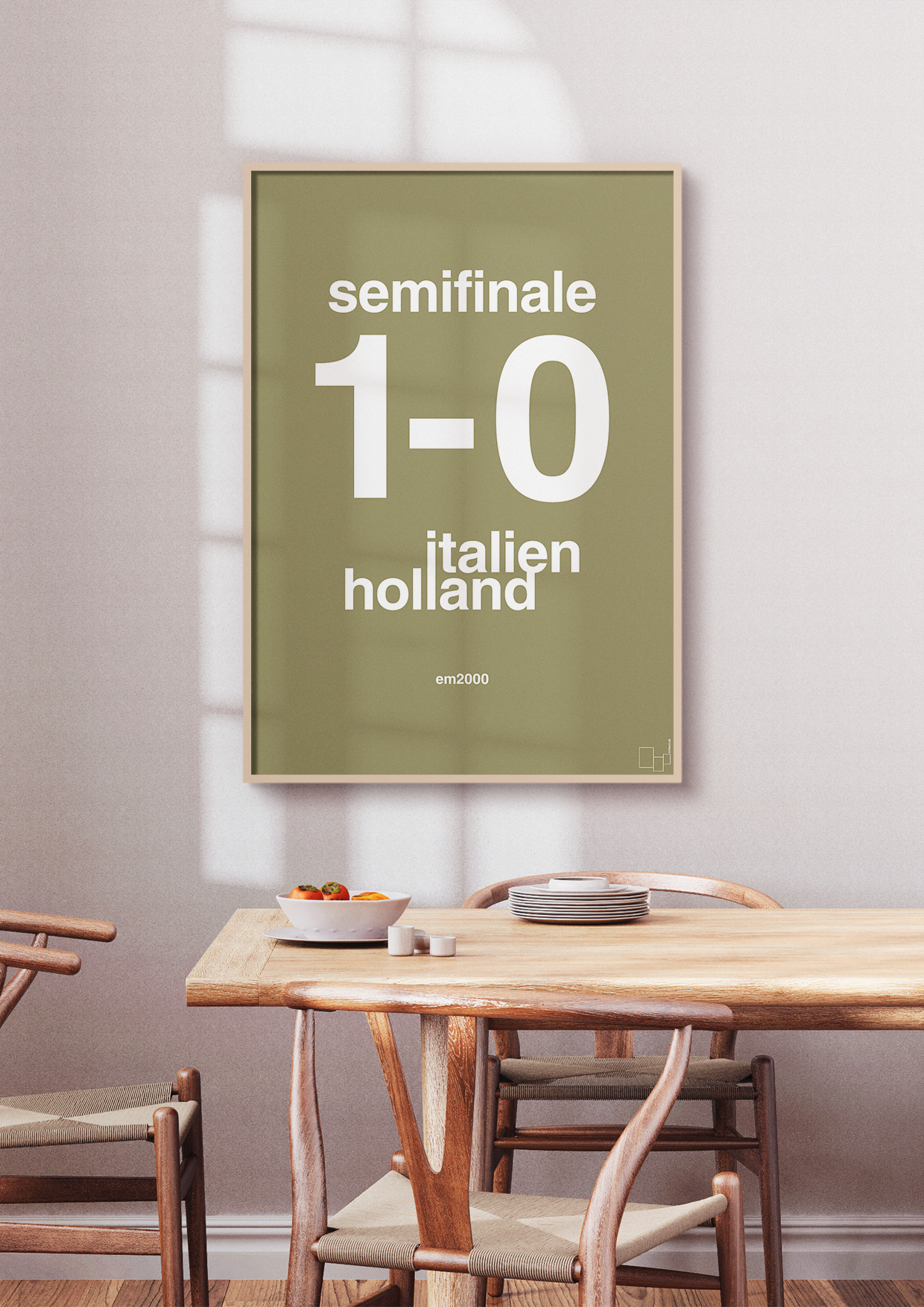 plakat: resultat for fodbold em semifinale A i 2000 - graphic charcoal-Fodbold-A1two3