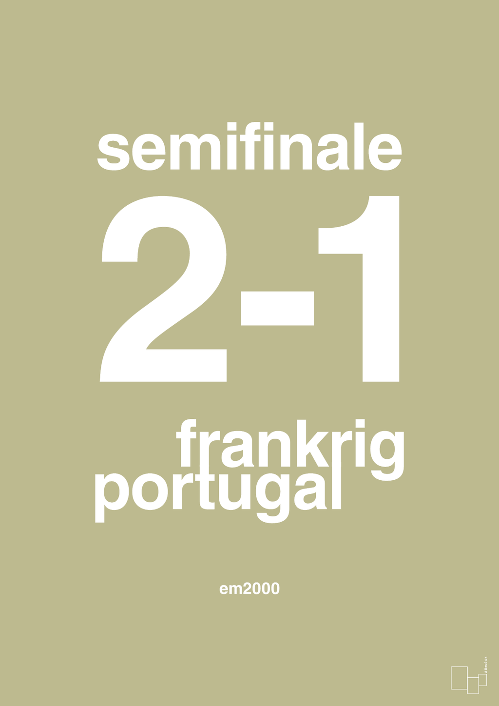 plakat: resultat for fodbold em semifinale B i 2000 - back to nature-Fodbold-A1two3