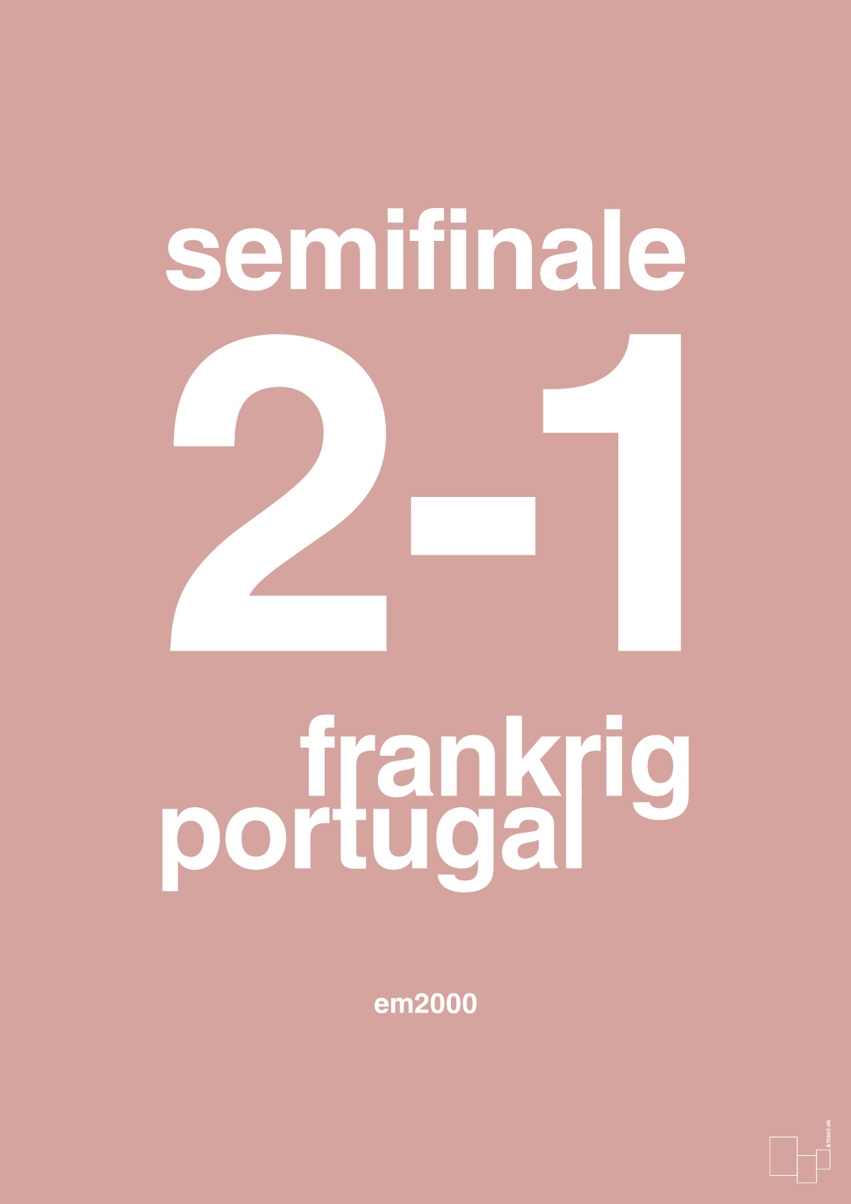 plakat: resultat for fodbold em semifinale B i 2000 - bubble shell-Fodbold-A1two3