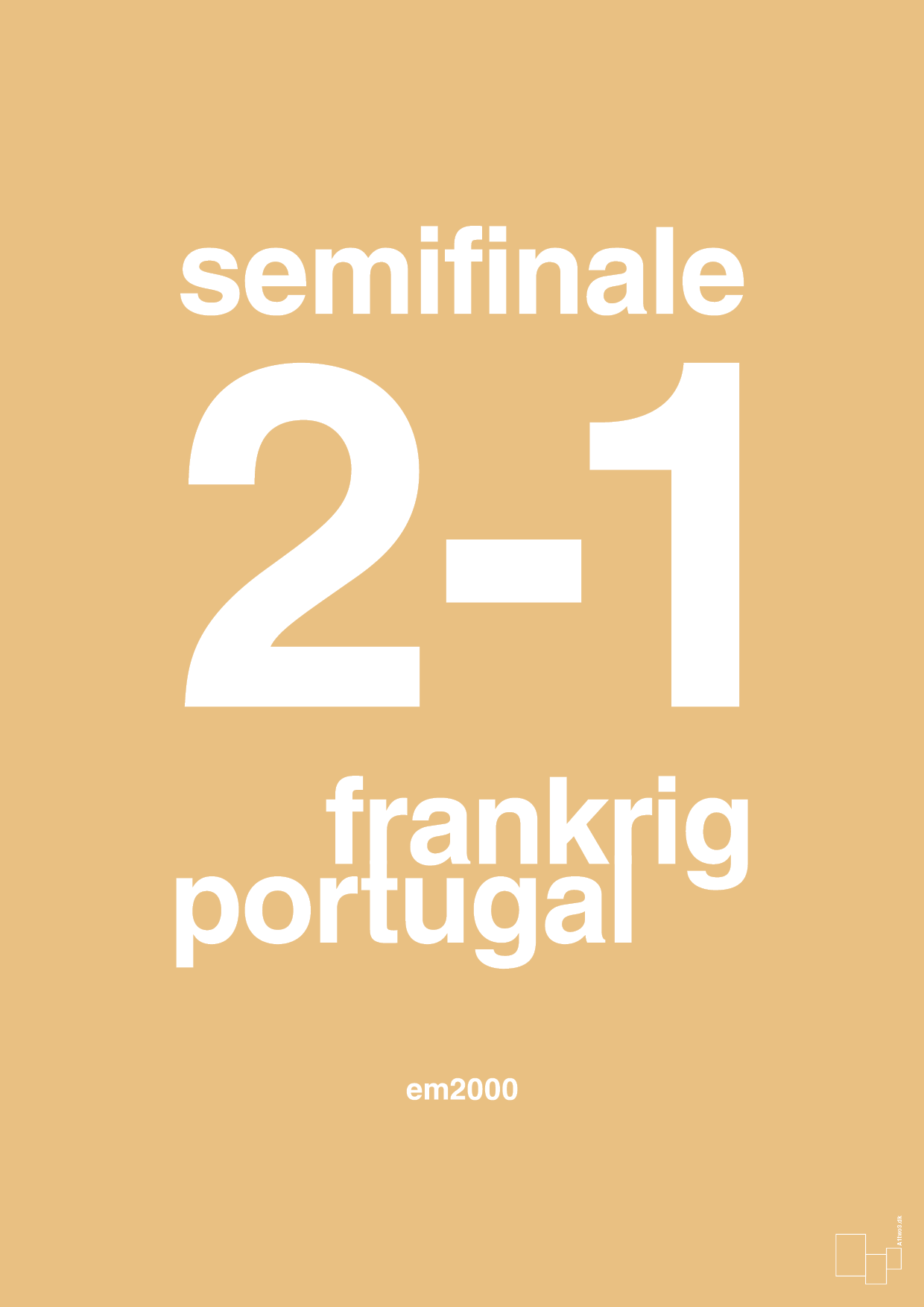 plakat: resultat for fodbold em semifinale B i 2000 - charismatic-Fodbold-A1two3