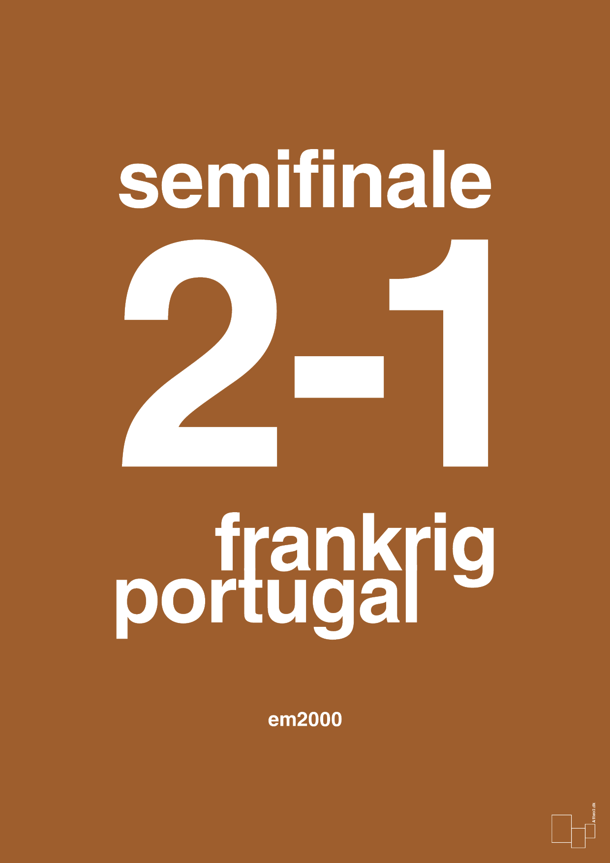 plakat: resultat for fodbold em semifinale B i 2000 - cognac-Fodbold-A1two3