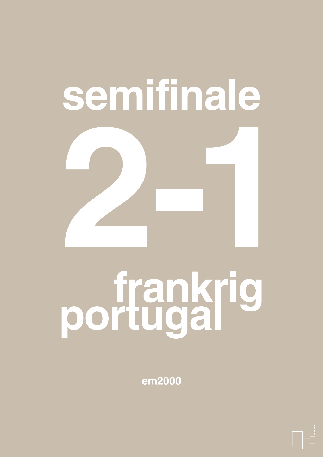plakat: resultat for fodbold em semifinale B i 2000 - creamy mushroom-Fodbold-A1two3