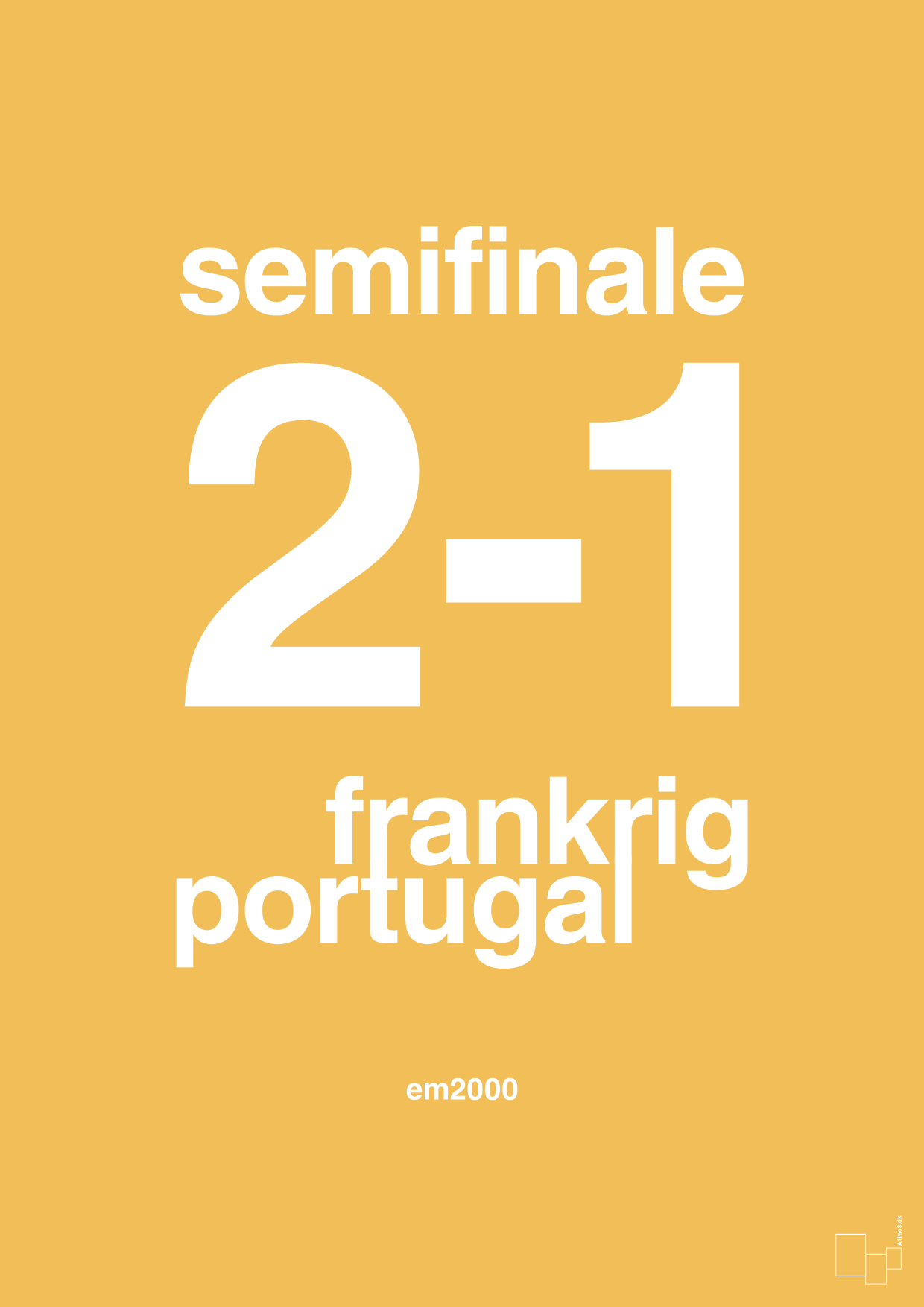 plakat: resultat for fodbold em semifinale B i 2000 - honeycomb-Fodbold-A1two3