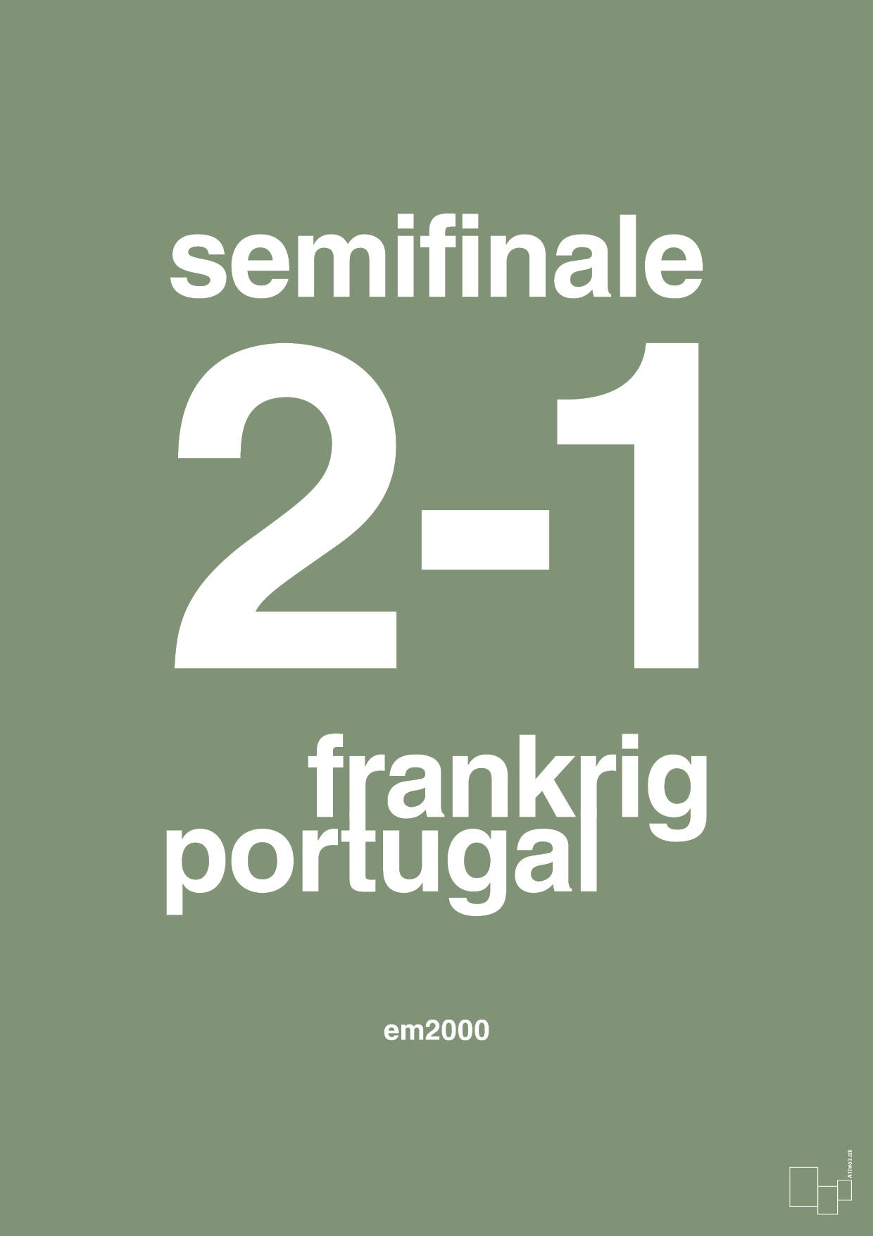 plakat: resultat for fodbold em semifinale B i 2000 - jade-Fodbold-A1two3