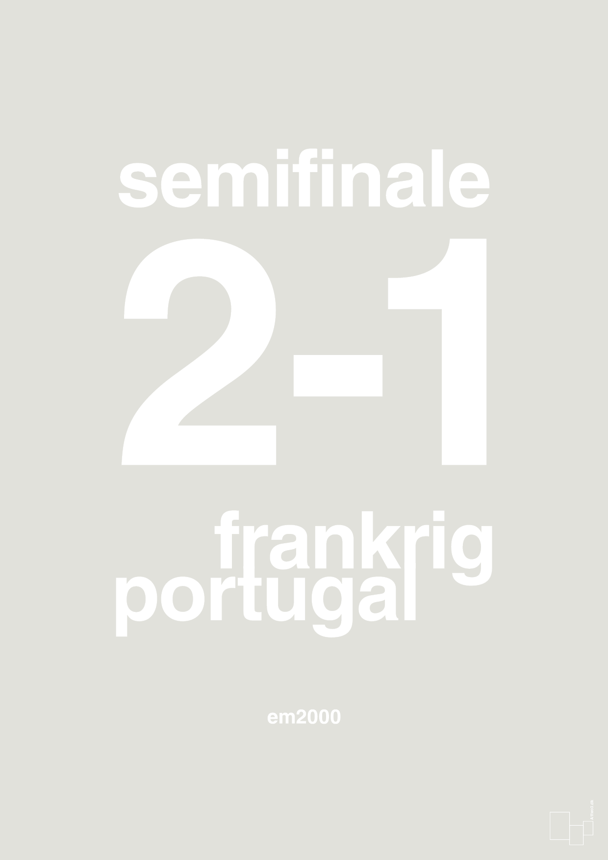 plakat: resultat for fodbold em semifinale B i 2000 - painters white-Fodbold-A1two3
