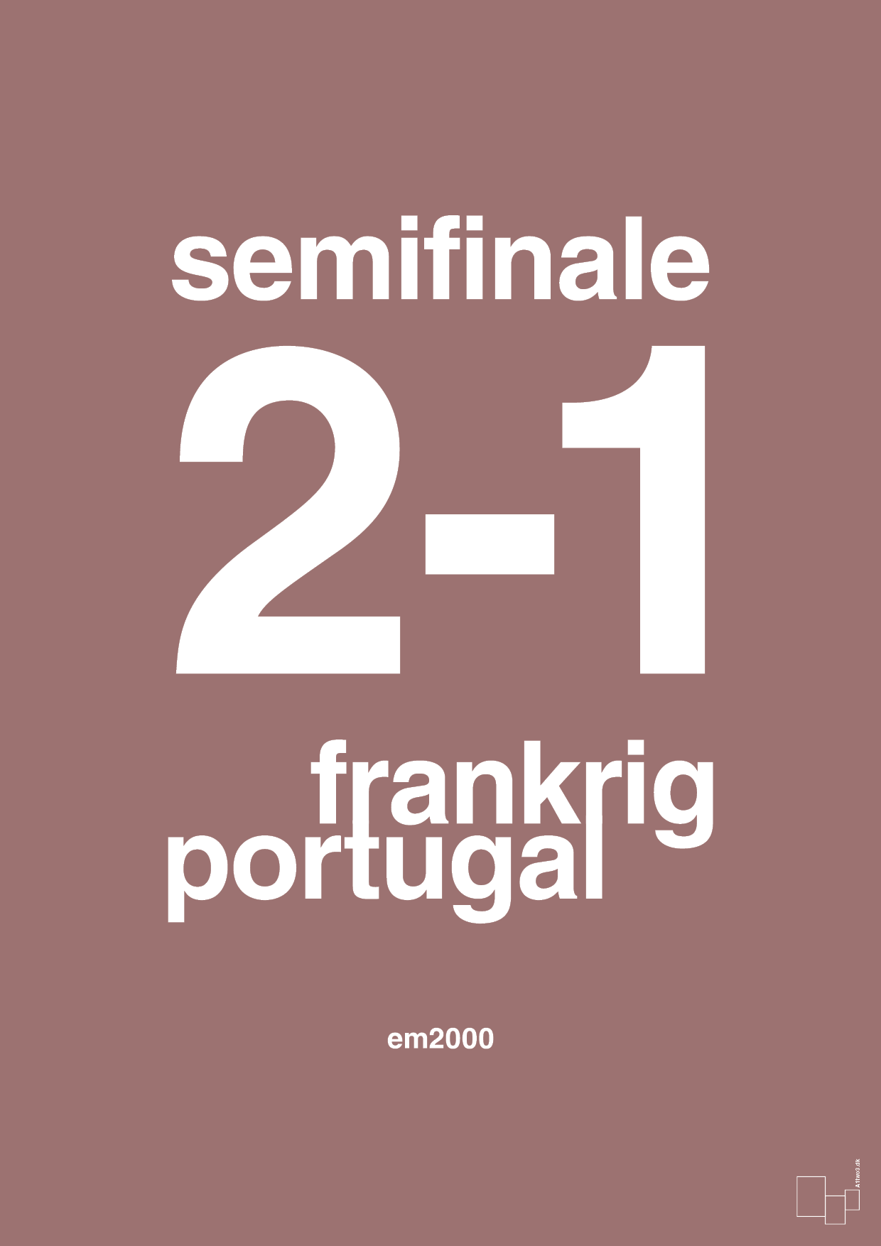plakat: resultat for fodbold em semifinale B i 2000 - plum-Fodbold-A1two3