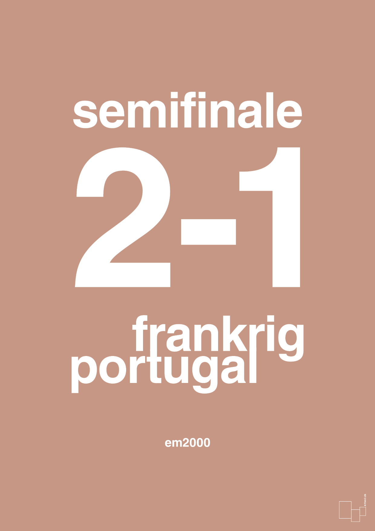 plakat: resultat for fodbold em semifinale B i 2000 - powder-Fodbold-A1two3