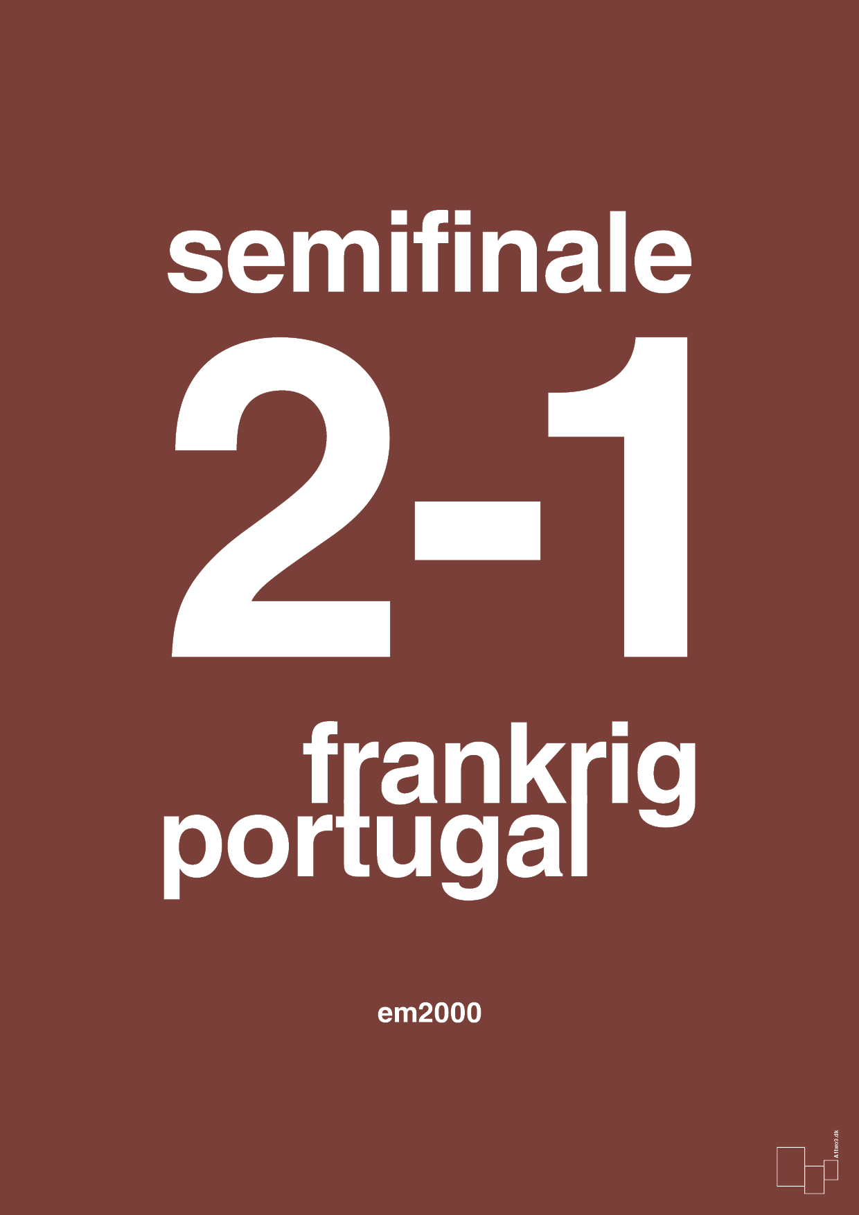 plakat: resultat for fodbold em semifinale B i 2000 - red pepper-Fodbold-A1two3