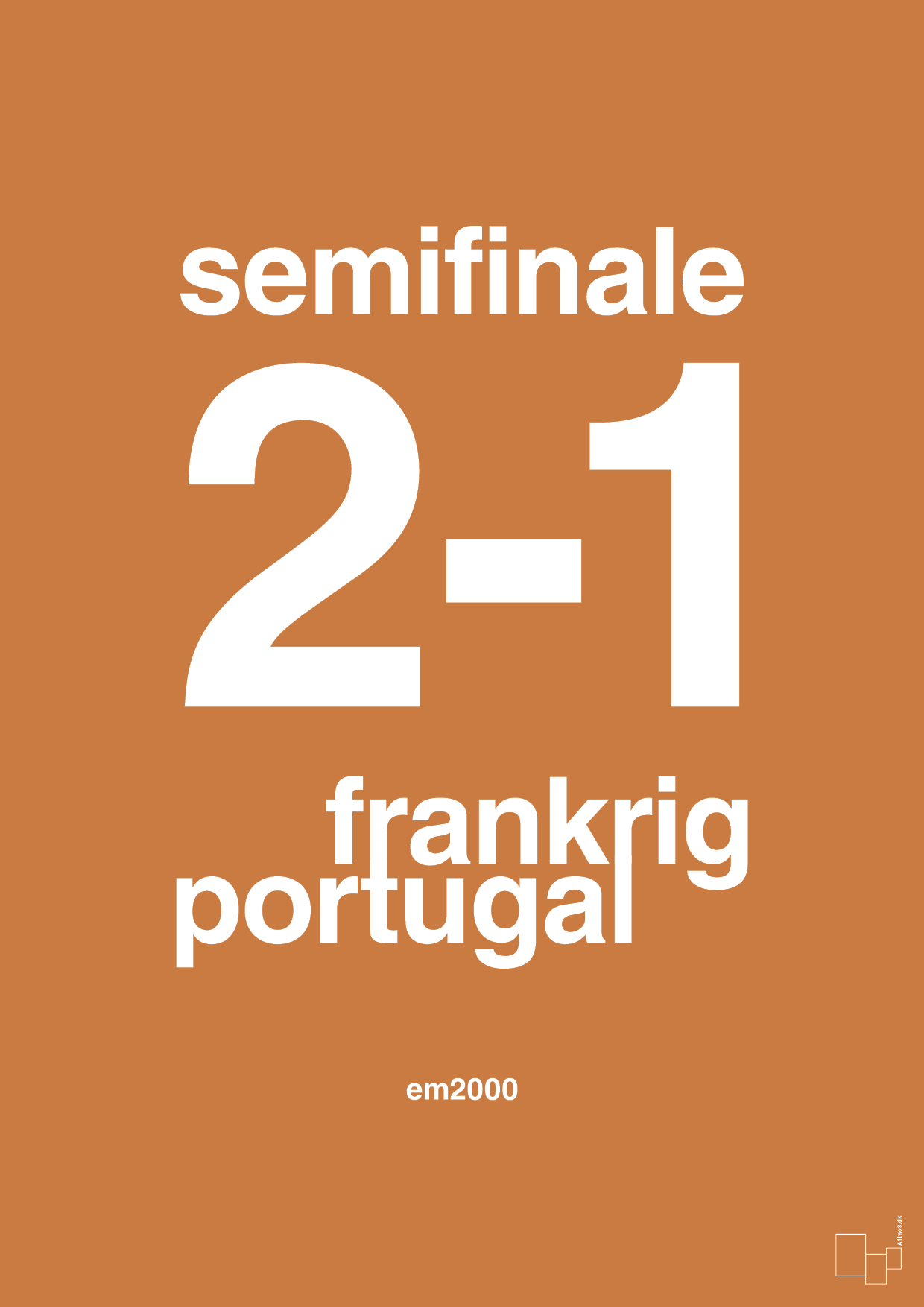 plakat: resultat for fodbold em semifinale B i 2000 - rumba orange-Fodbold-A1two3