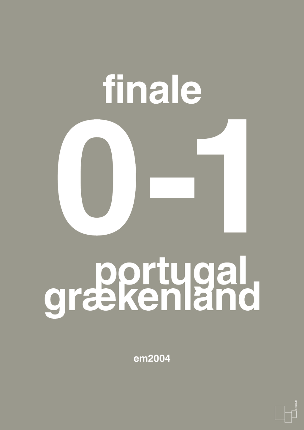 plakat: resultat for fodbold em finalen i 2004 - battleship gray-Fodbold-A1two3