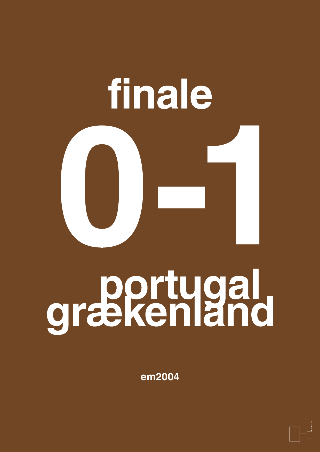 plakat: resultat for fodbold em finalen i 2004 - dark brown-Fodbold-A1two3