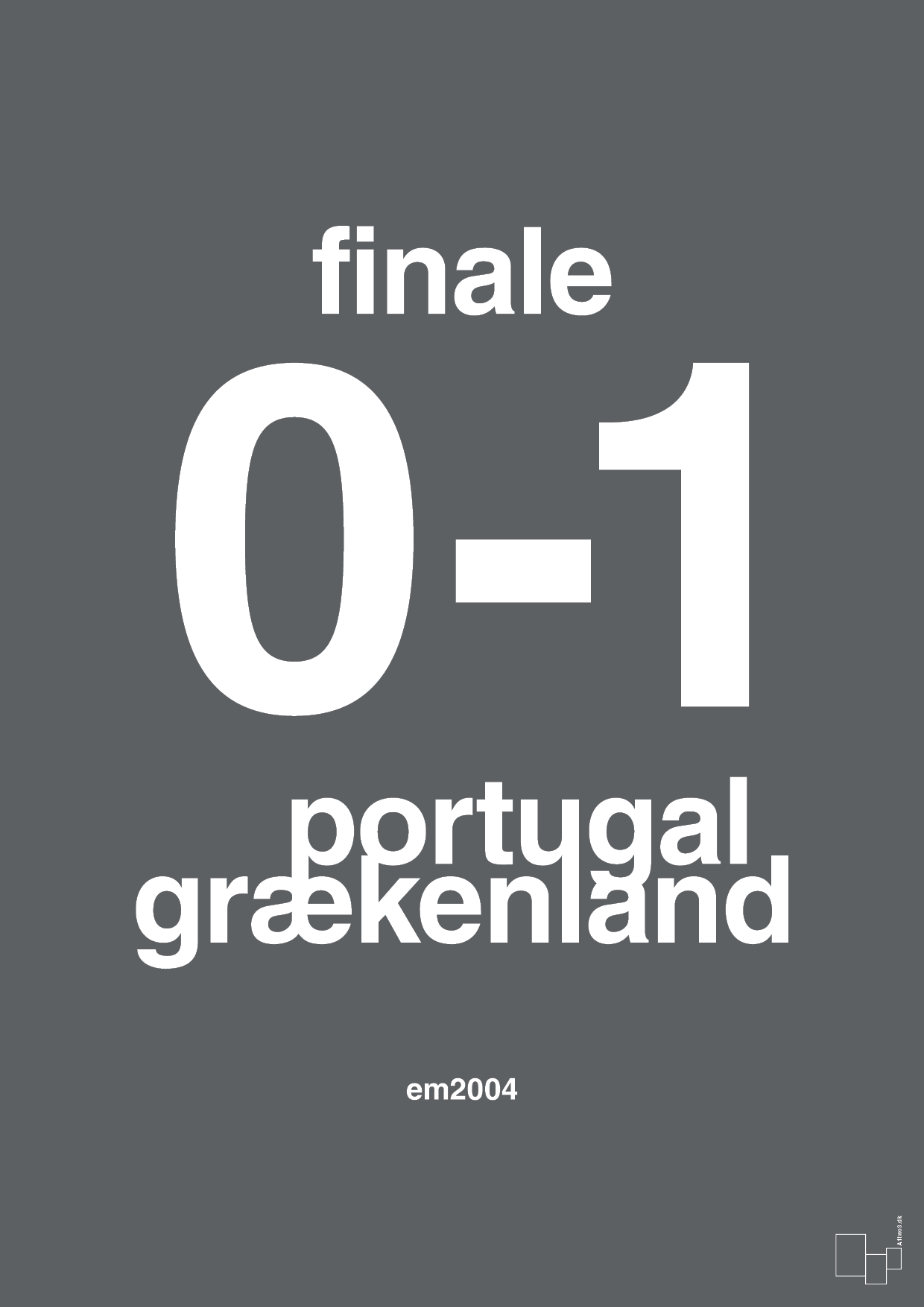 plakat: resultat for fodbold em finalen i 2004 - graphic charcoal-Fodbold-A1two3