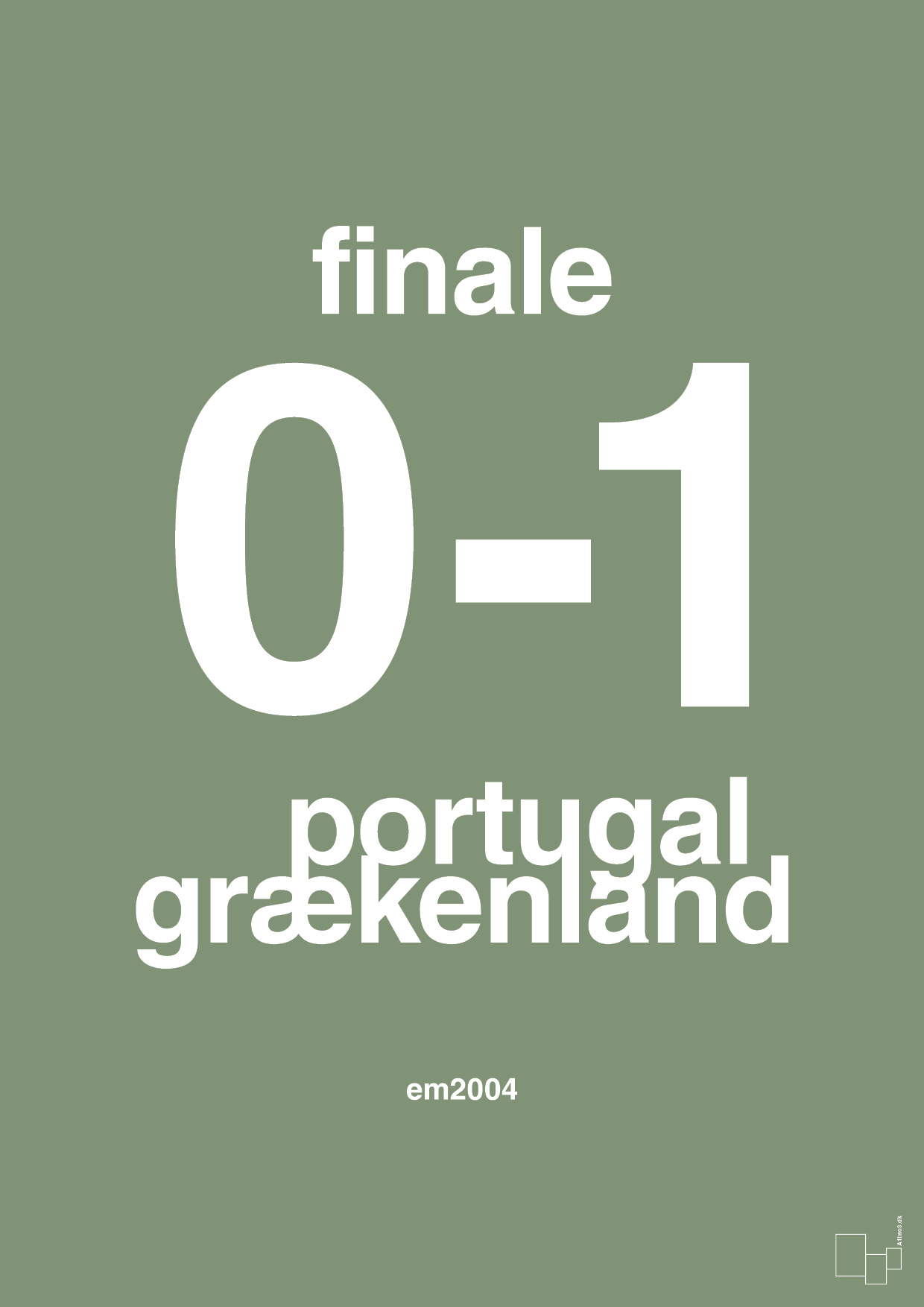 plakat: resultat for fodbold em finalen i 2004 - jade-Fodbold-A1two3