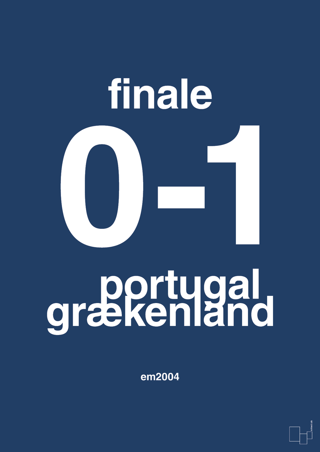 plakat: resultat for fodbold em finalen i 2004 - lapis blue-Fodbold-A1two3