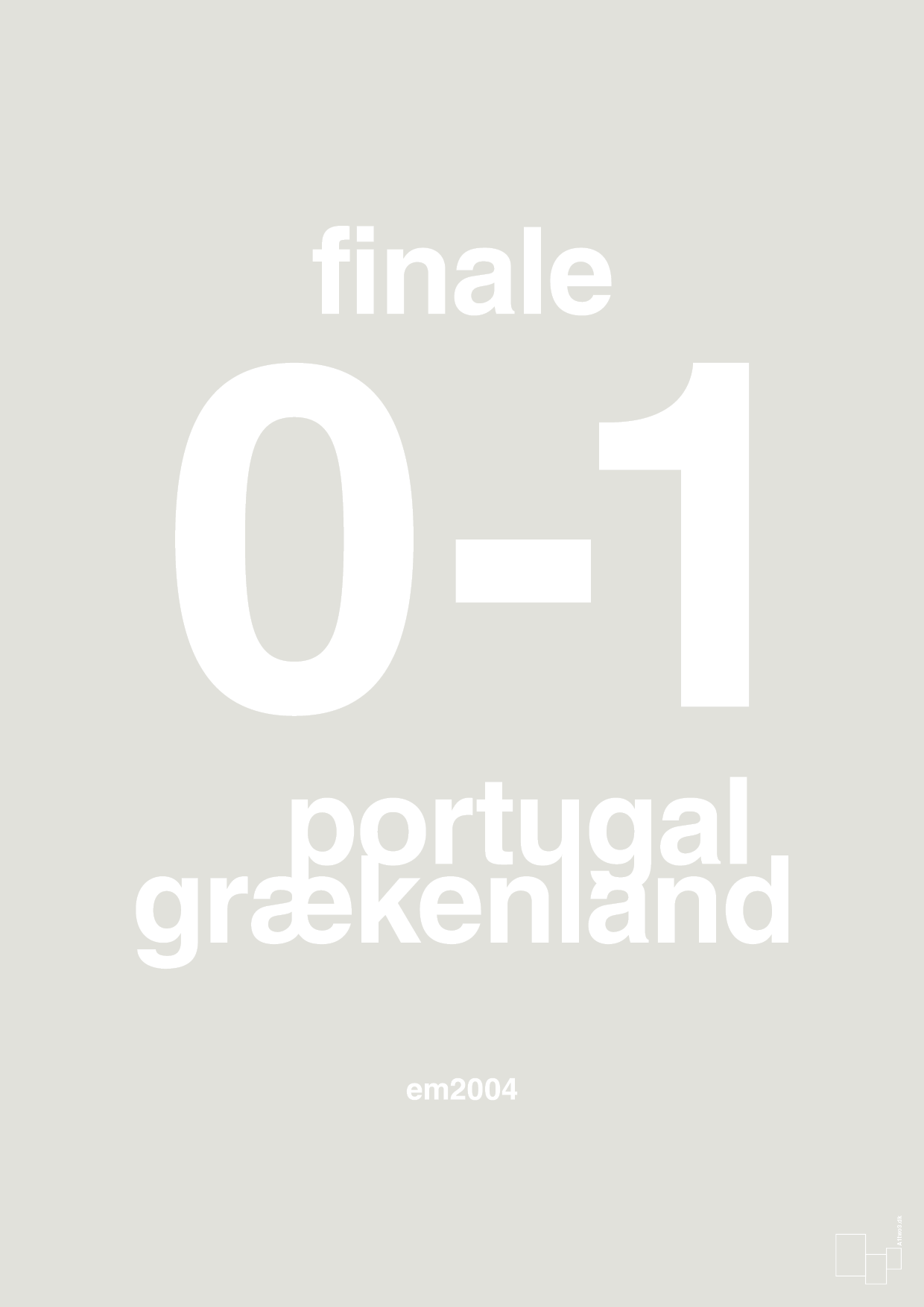 plakat: resultat for fodbold em finalen i 2004 - painters white-Fodbold-A1two3