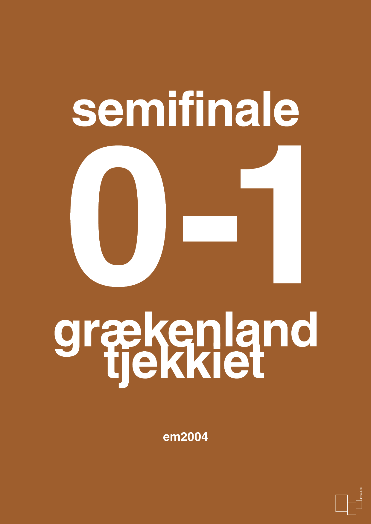 plakat: resultat for fodbold em semifinale A i 2004 - cognac-Fodbold-A1two3