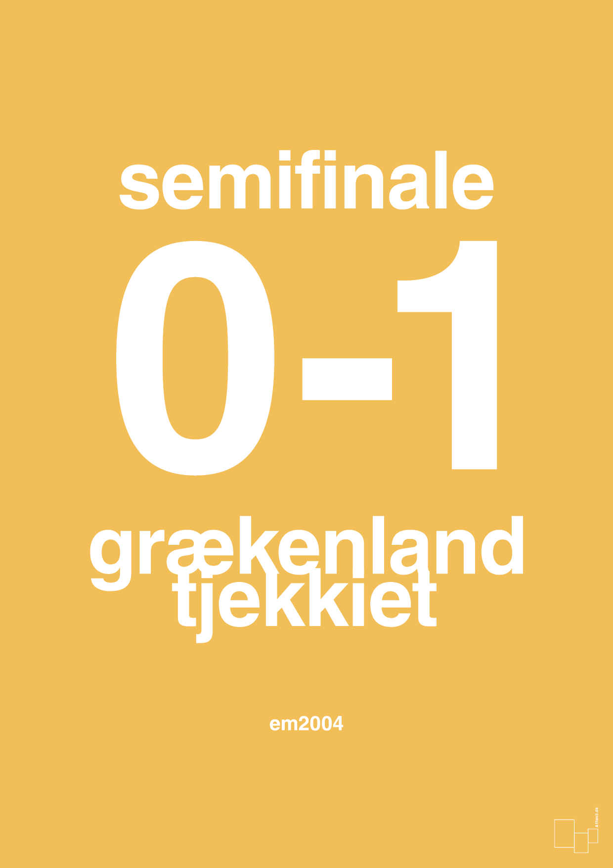 plakat: resultat for fodbold em semifinale A i 2004 - honeycomb-Fodbold-A1two3