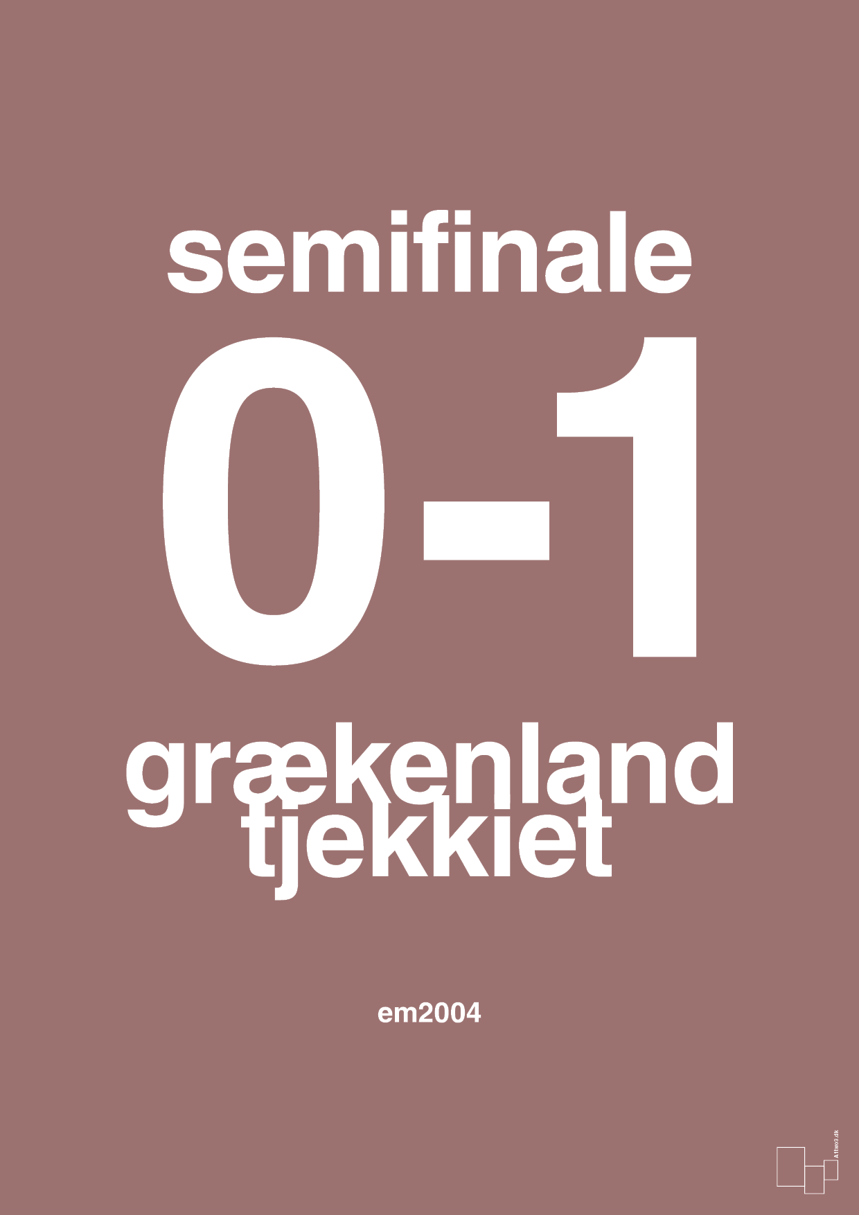 plakat: resultat for fodbold em semifinale A i 2004 - plum-Fodbold-A1two3