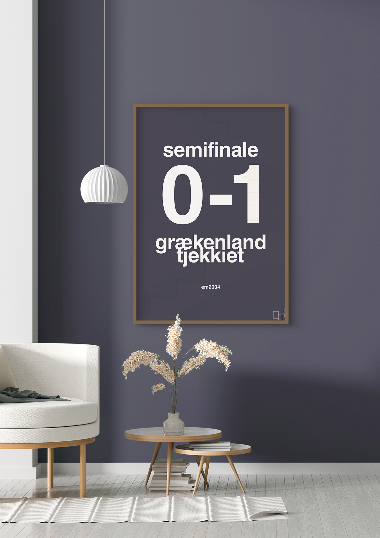 plakat: resultat for fodbold em semifinale A i 2004 - graphic charcoal-Fodbold-A1two3