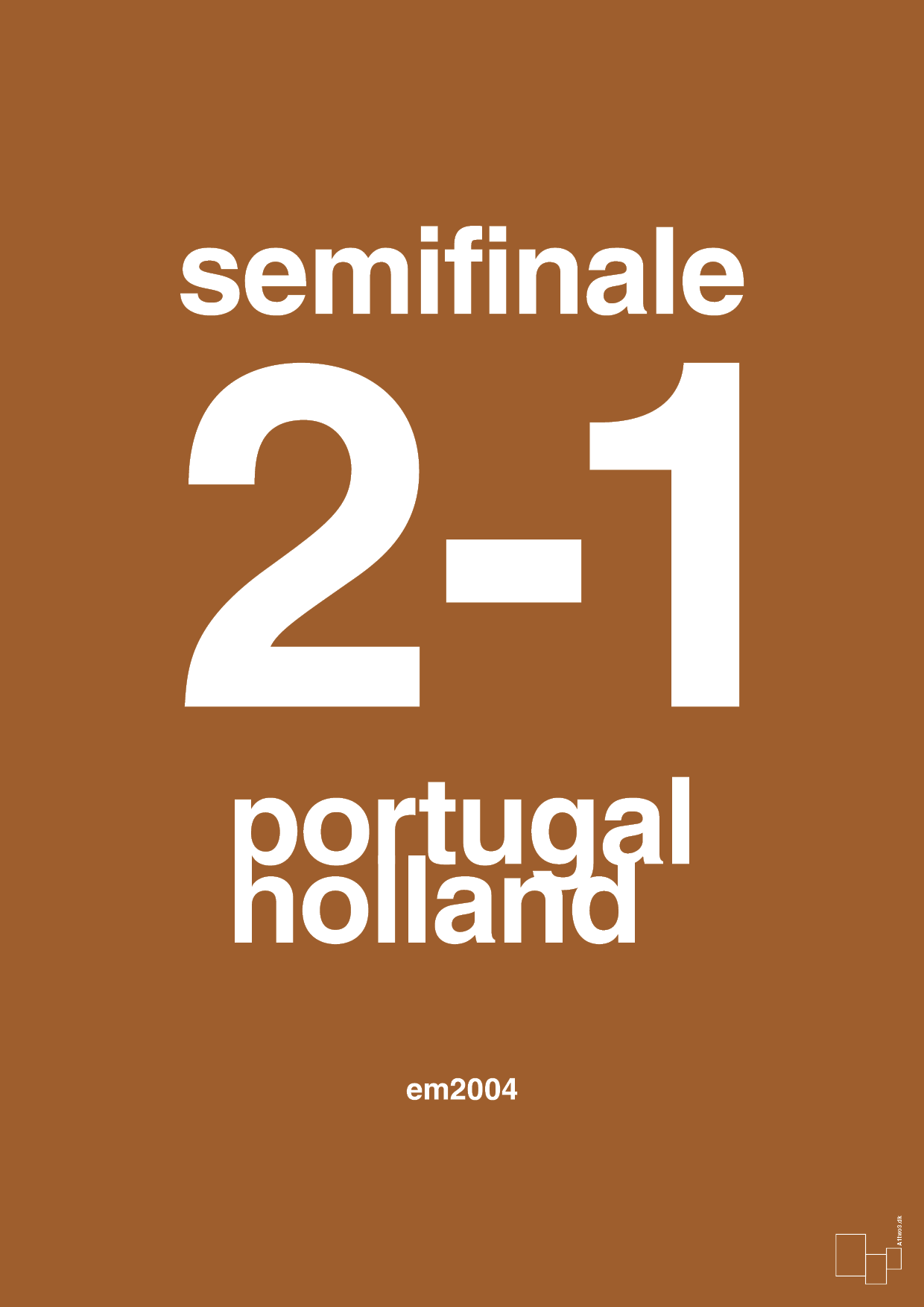 plakat: resultat for fodbold em semifinale B i 2004 - cognac-Fodbold-A1two3