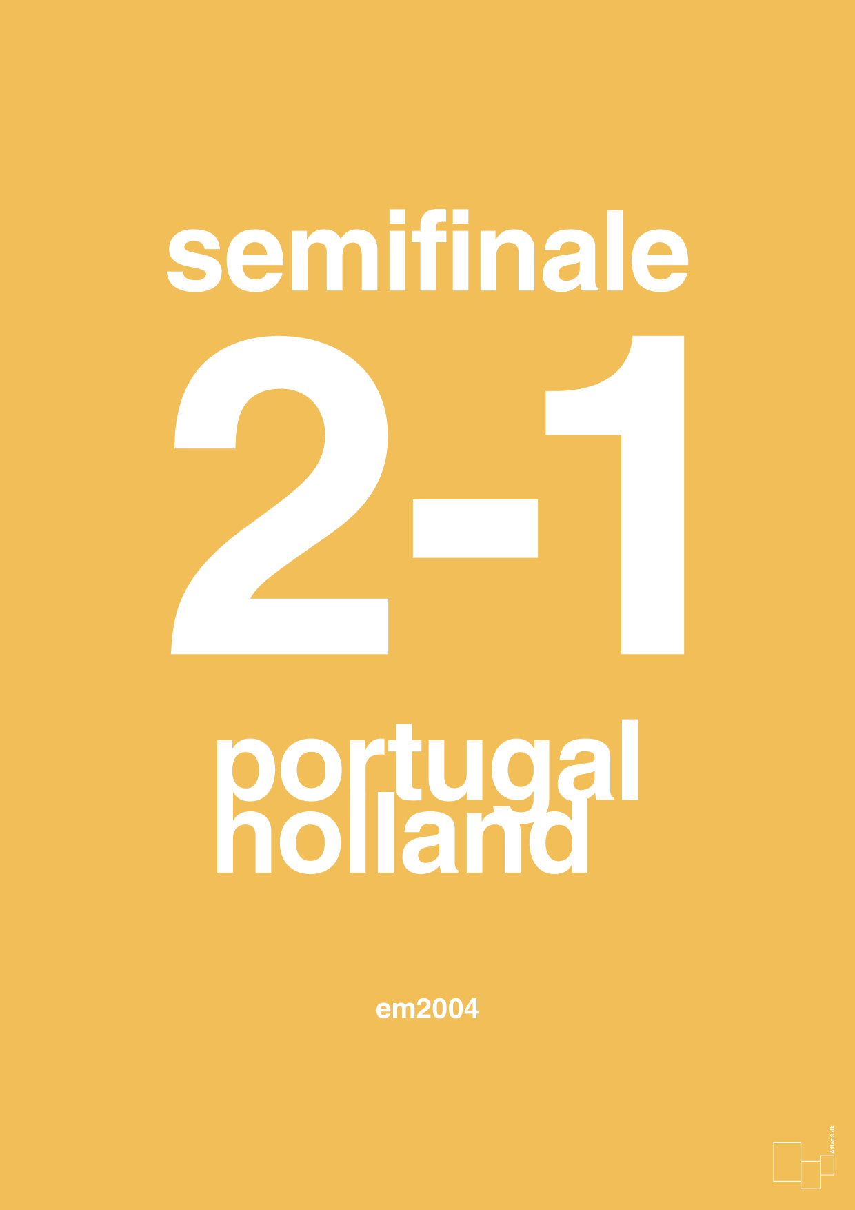 plakat: resultat for fodbold em semifinale B i 2004 - honeycomb-Fodbold-A1two3