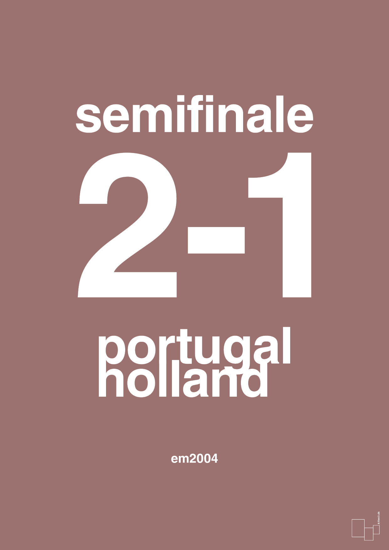 plakat: resultat for fodbold em semifinale B i 2004 - plum-Fodbold-A1two3