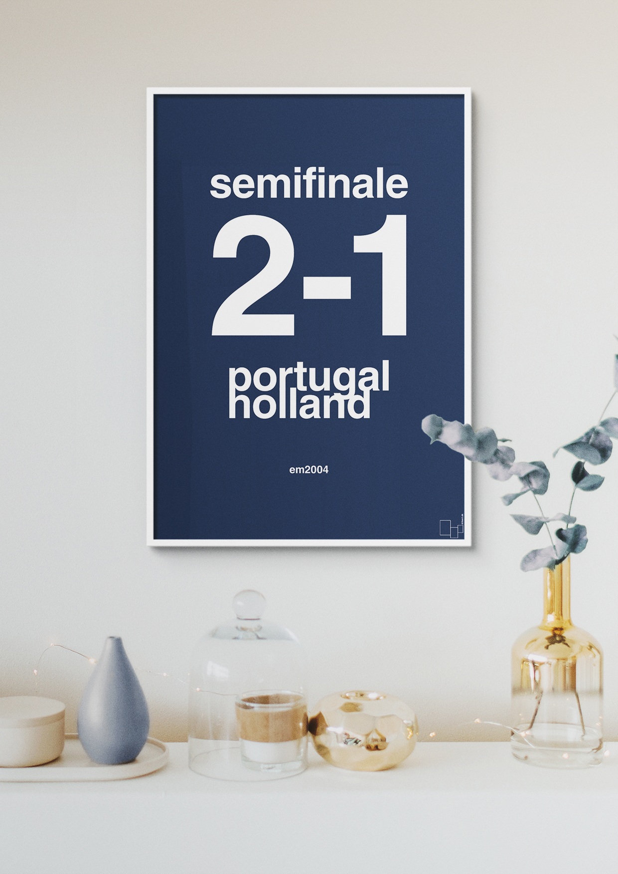 plakat: resultat for fodbold em semifinale B i 2004 - cognac-Fodbold-A1two3
