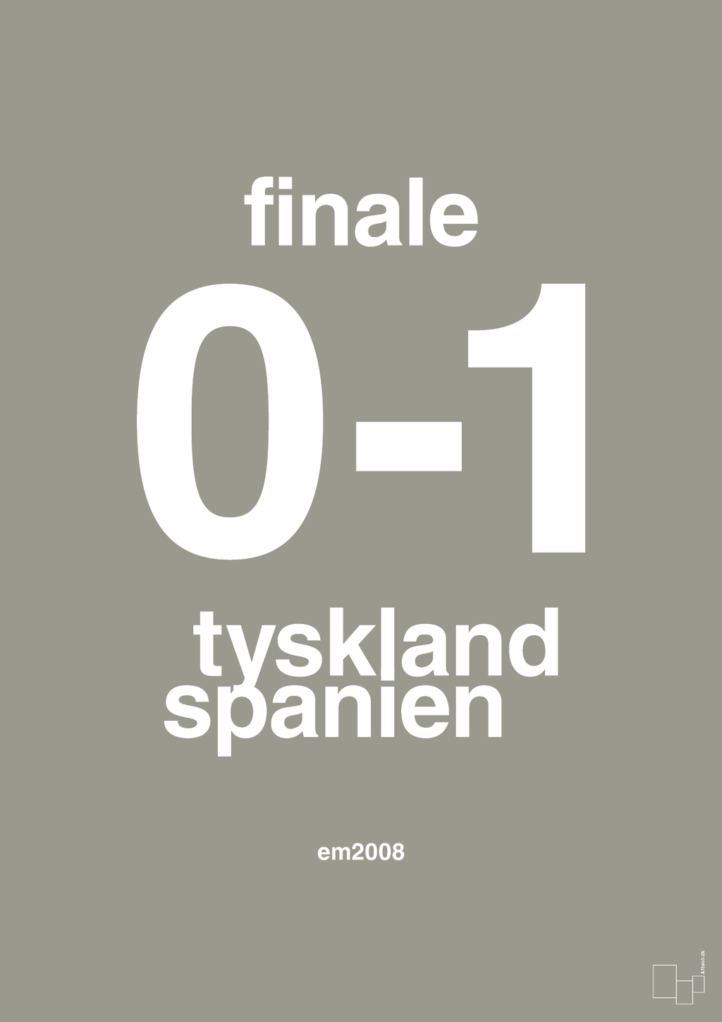 plakat: resultat for fodbold em finalen i 2008 - battleship gray-Fodbold-A1two3