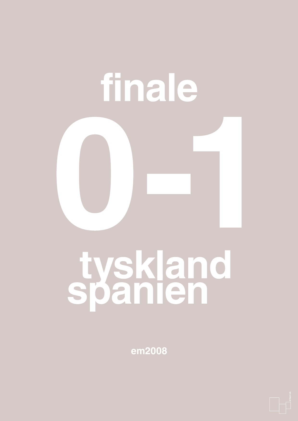 plakat: resultat for fodbold em finalen i 2008 - broken beige-Fodbold-A1two3