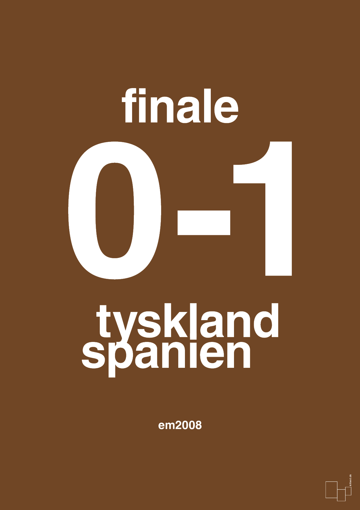 plakat: resultat for fodbold em finalen i 2008 - dark brown-Fodbold-A1two3