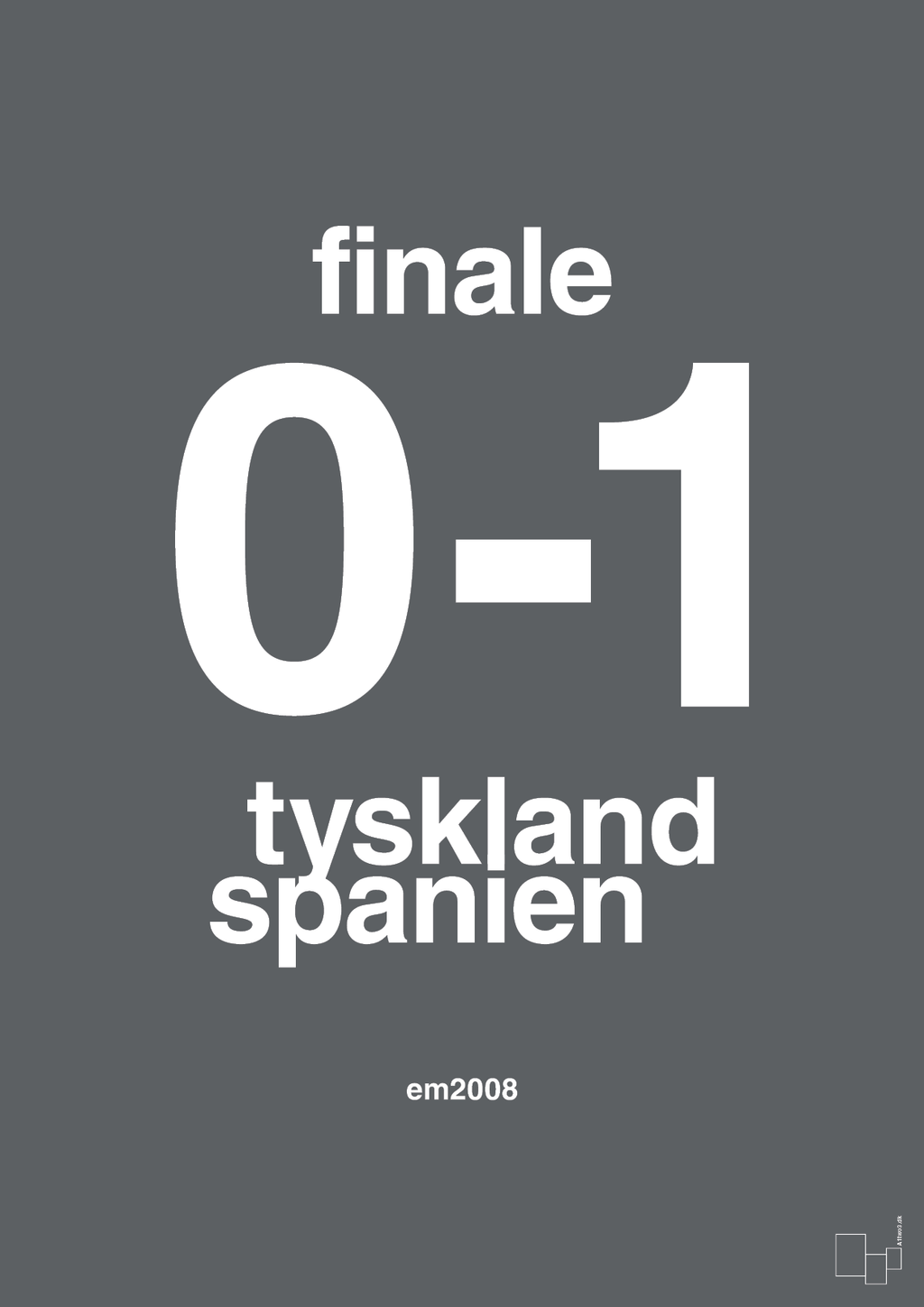 plakat: resultat for fodbold em finalen i 2008 - graphic charcoal-Fodbold-A1two3