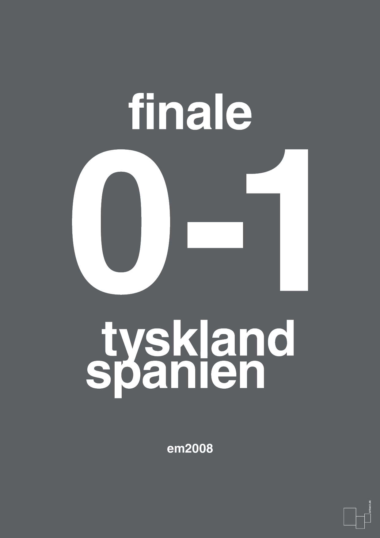 plakat: resultat for fodbold em finalen i 2008 - graphic charcoal-Fodbold-A1two3