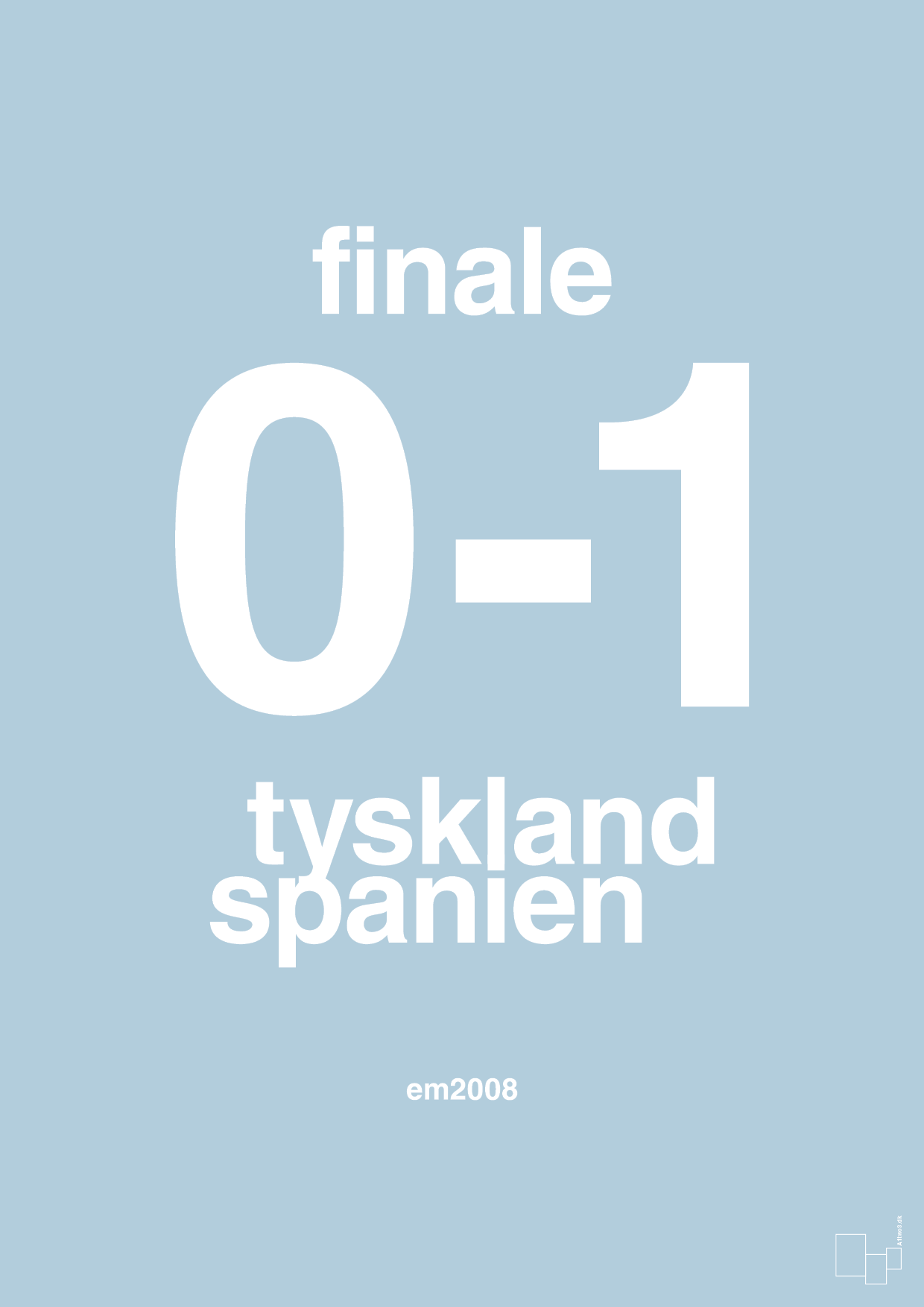 plakat: resultat for fodbold em finalen i 2008 - heavenly blue-Fodbold-A1two3