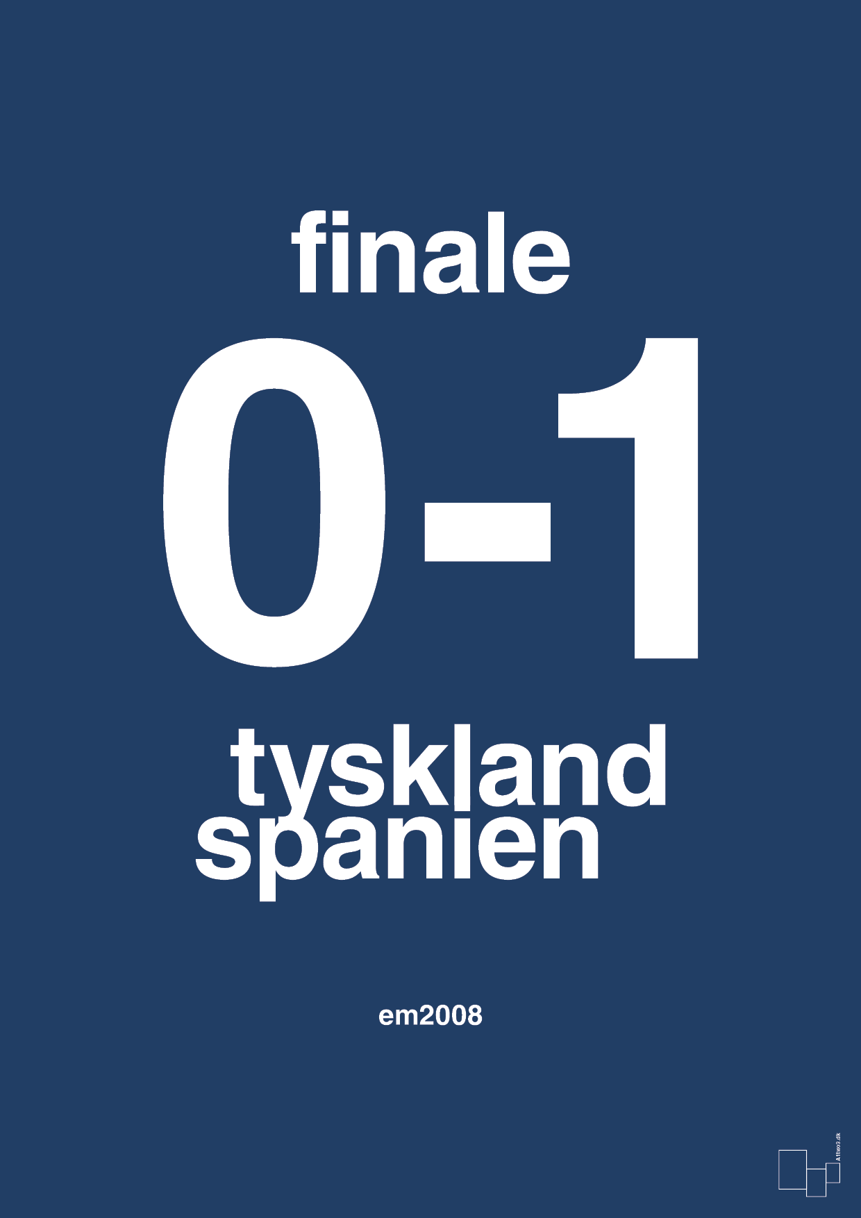 plakat: resultat for fodbold em finalen i 2008 - lapis blue-Fodbold-A1two3
