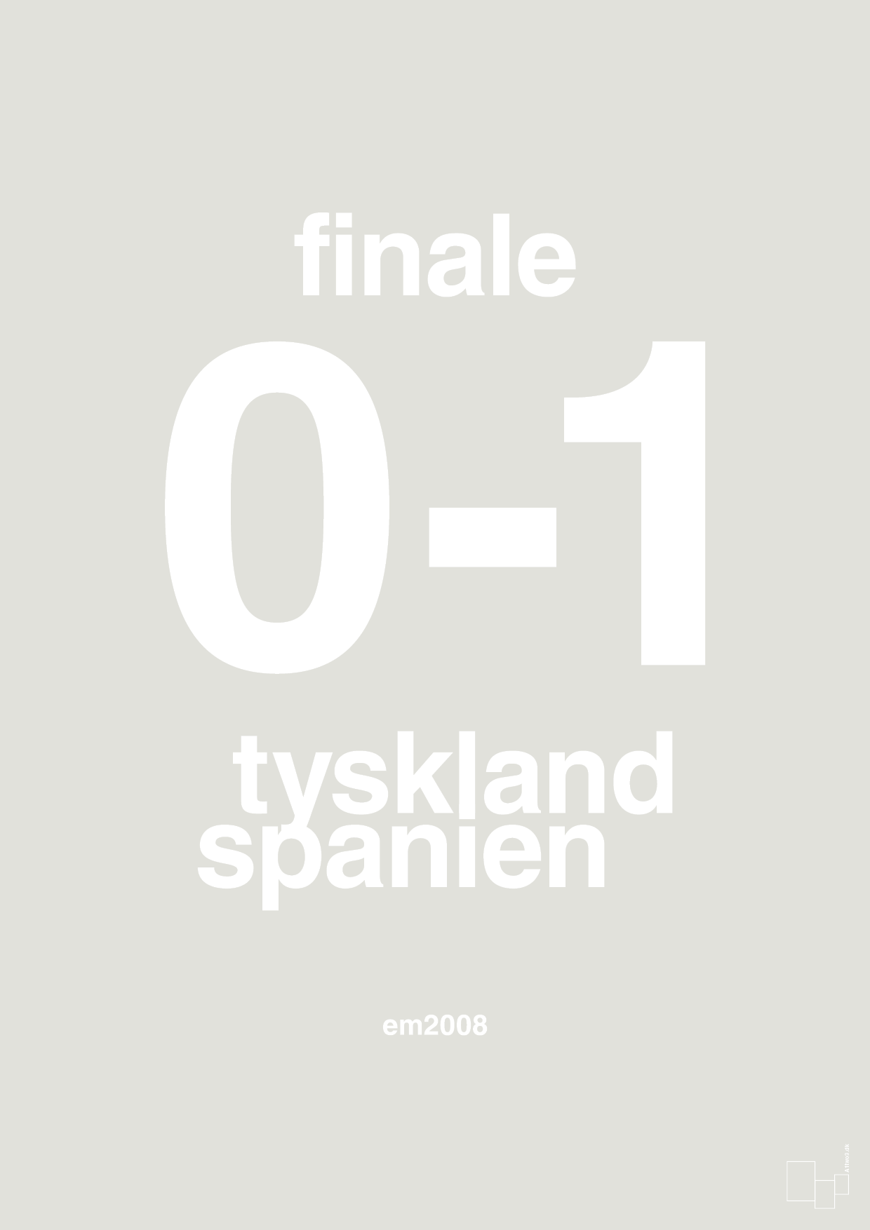plakat: resultat for fodbold em finalen i 2008 - painters white-Fodbold-A1two3