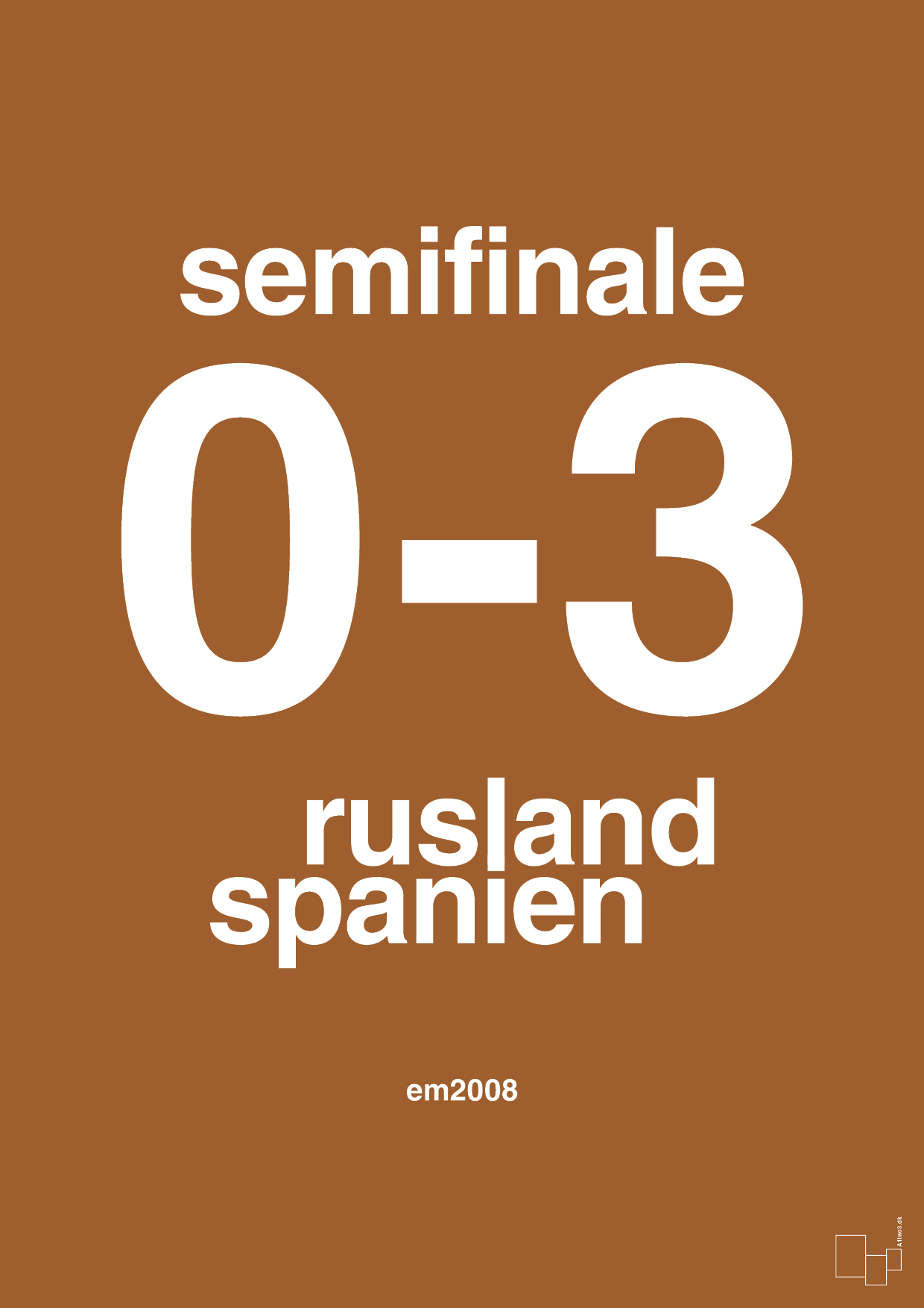 plakat: resultat for fodbold em semifinale A i 2008 - cognac-Fodbold-A1two3