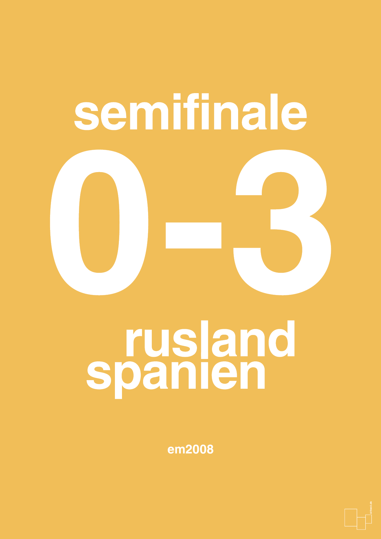 plakat: resultat for fodbold em semifinale A i 2008 - honeycomb-Fodbold-A1two3