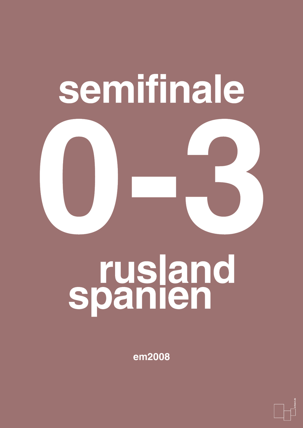 plakat: resultat for fodbold em semifinale A i 2008 - plum-Fodbold-A1two3