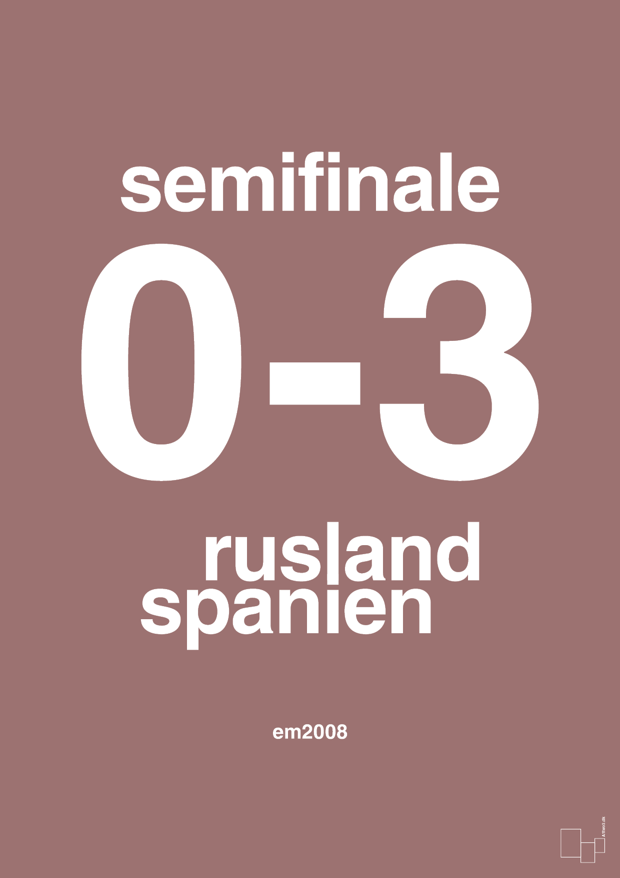 plakat: resultat for fodbold em semifinale A i 2008 - plum-Fodbold-A1two3