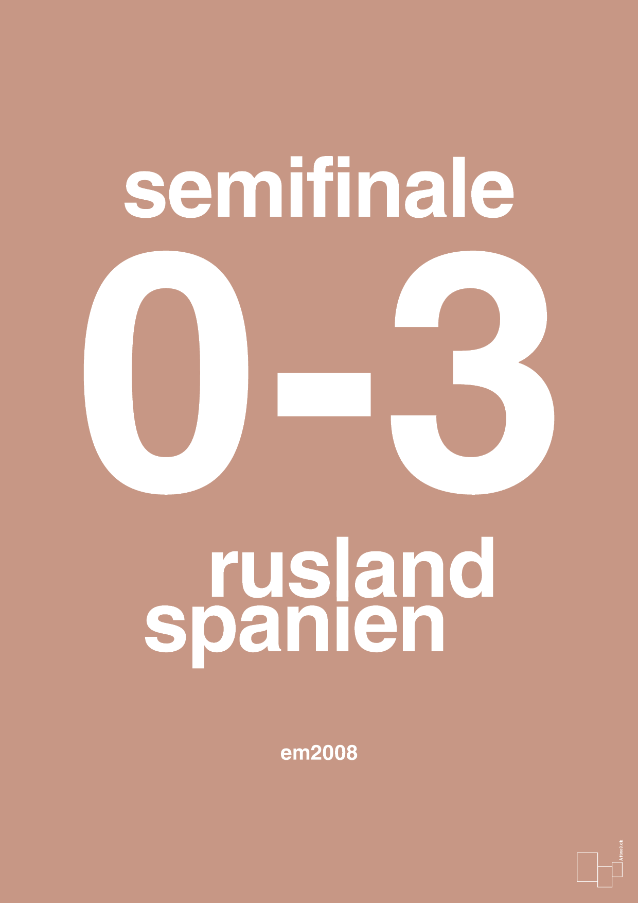 plakat: resultat for fodbold em semifinale A i 2008 - powder-Fodbold-A1two3
