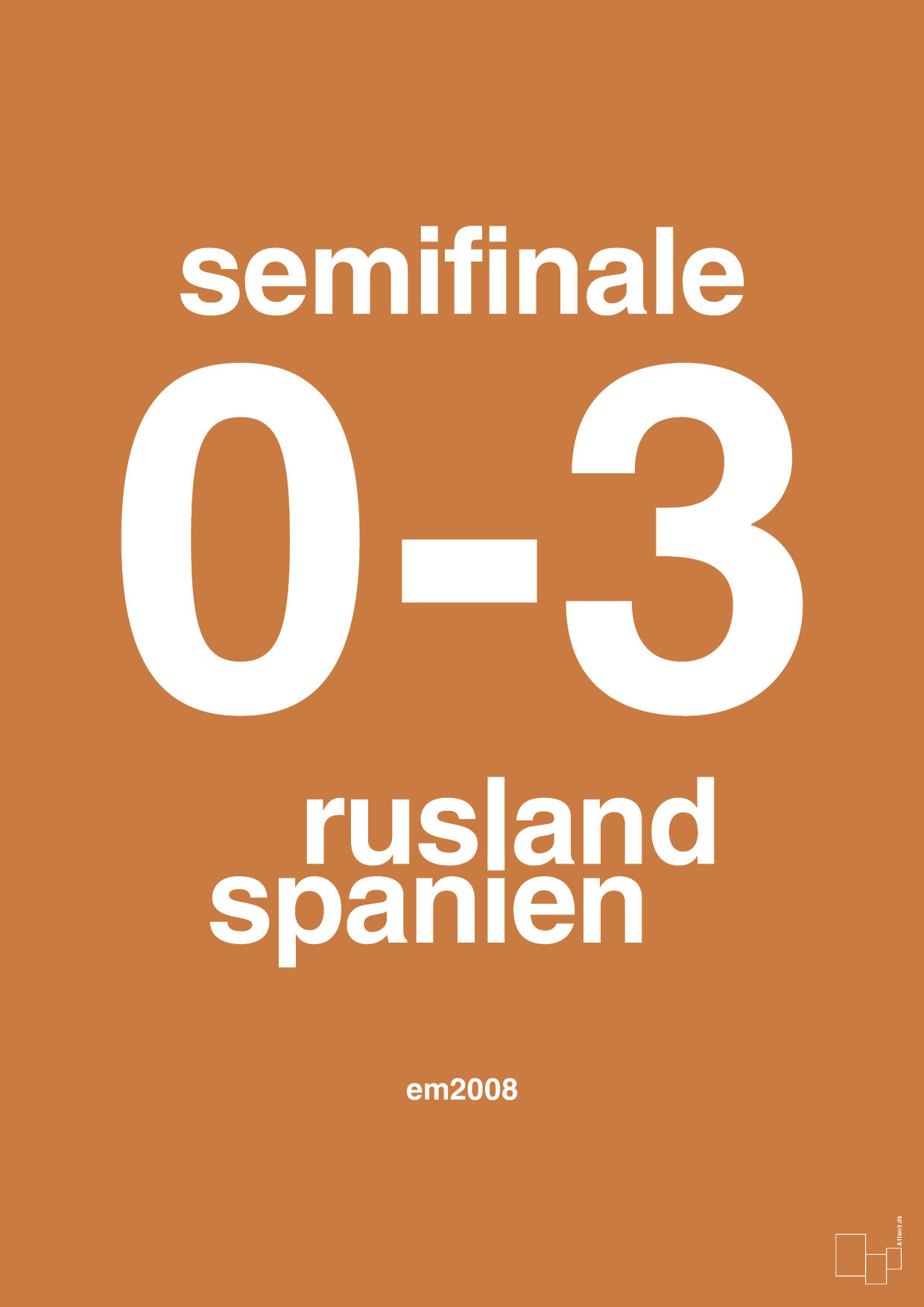 plakat: resultat for fodbold em semifinale A i 2008 - rumba orange-Fodbold-A1two3