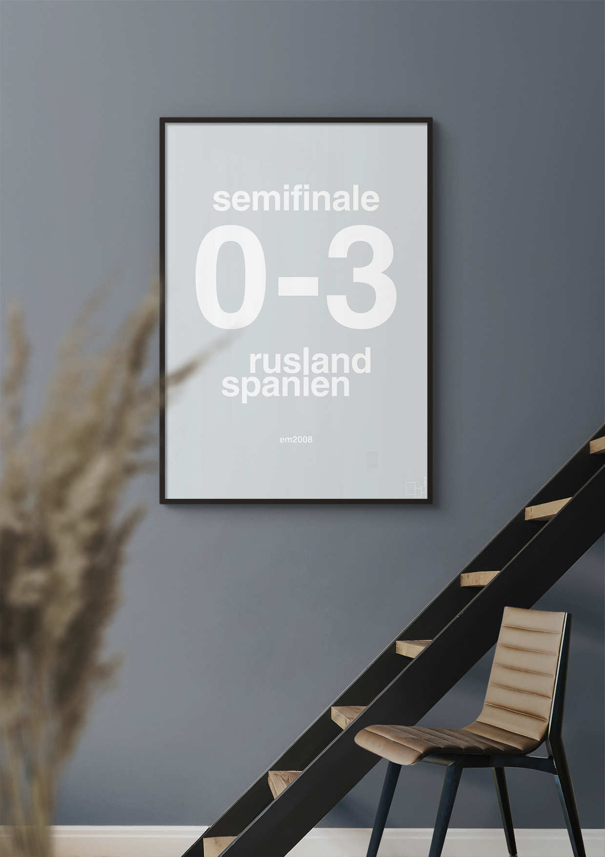 plakat: resultat for fodbold em semifinale A i 2008 - graphic charcoal-Fodbold-A1two3
