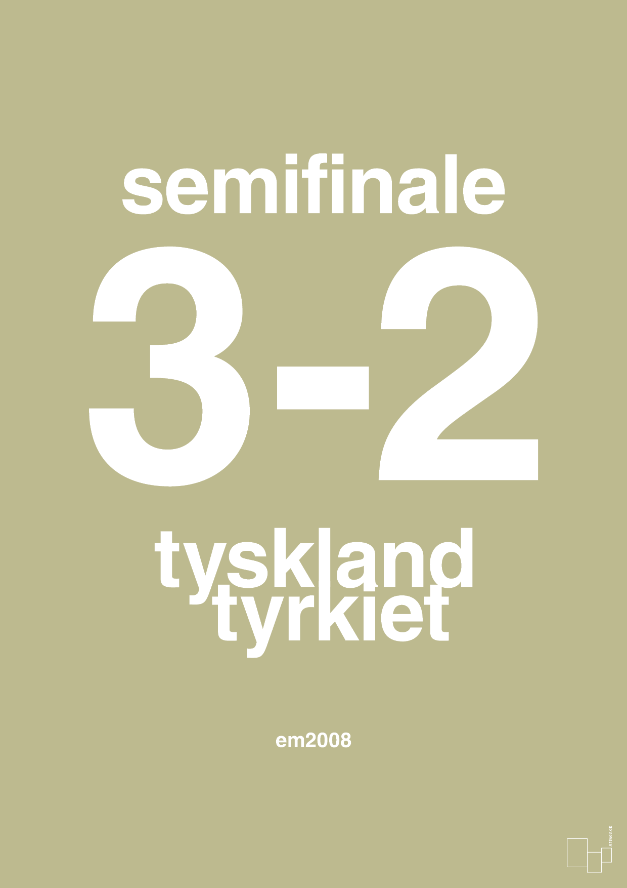 plakat: resultat for fodbold em semifinale B i 2008 - back to nature-Fodbold-A1two3