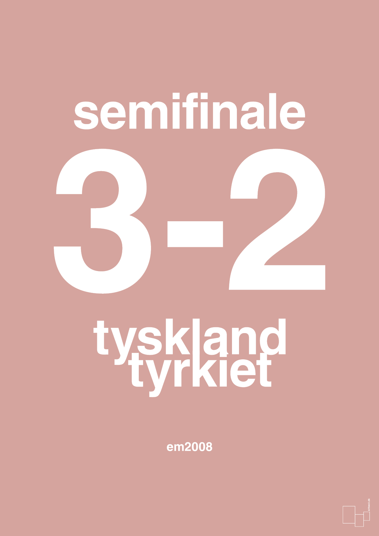 plakat: resultat for fodbold em semifinale B i 2008 - bubble shell-Fodbold-A1two3