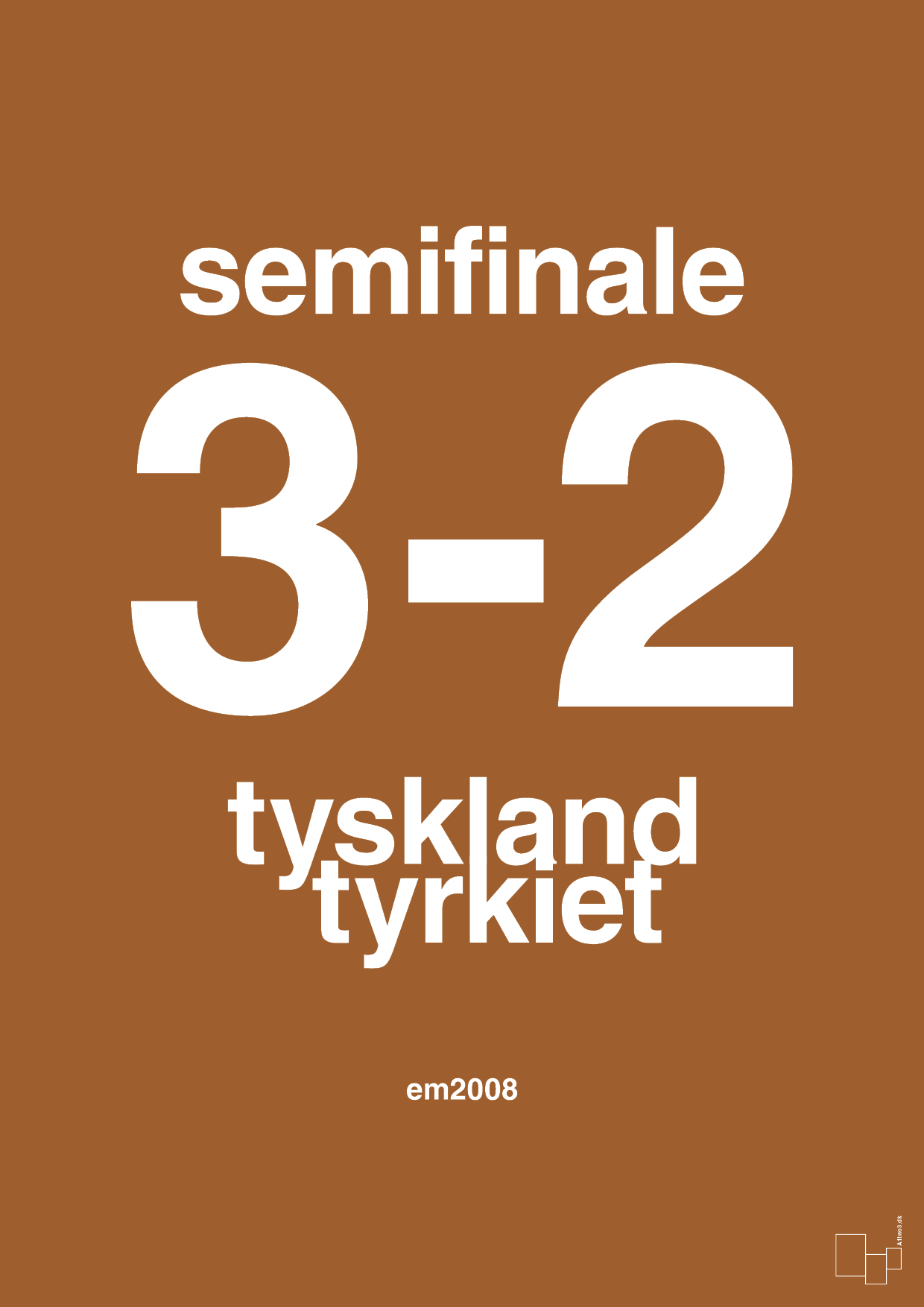 plakat: resultat for fodbold em semifinale B i 2008 - cognac-Fodbold-A1two3