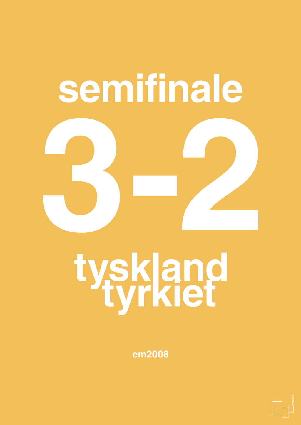 plakat: resultat for fodbold em semifinale B i 2008 - honeycomb-Fodbold-A1two3