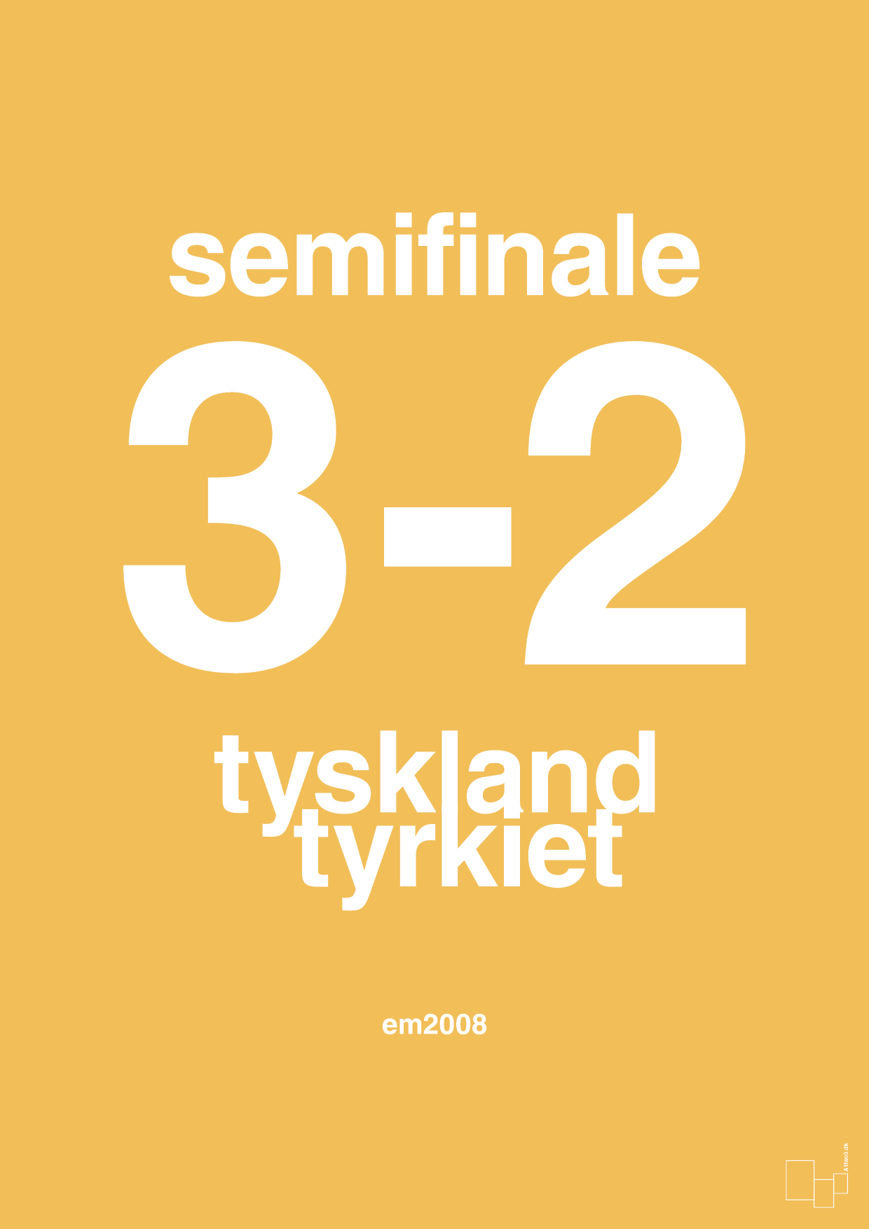 plakat: resultat for fodbold em semifinale B i 2008 - honeycomb-Fodbold-A1two3