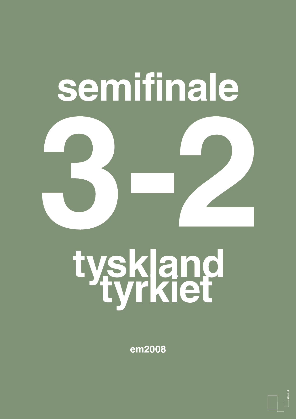 plakat: resultat for fodbold em semifinale B i 2008 - jade-Fodbold-A1two3