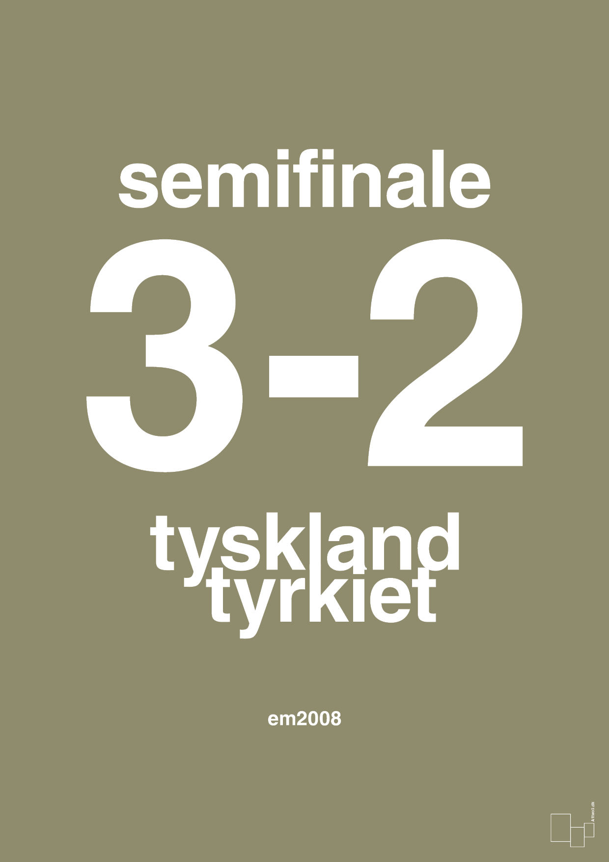 plakat: resultat for fodbold em semifinale B i 2008 - misty forrest-Fodbold-A1two3