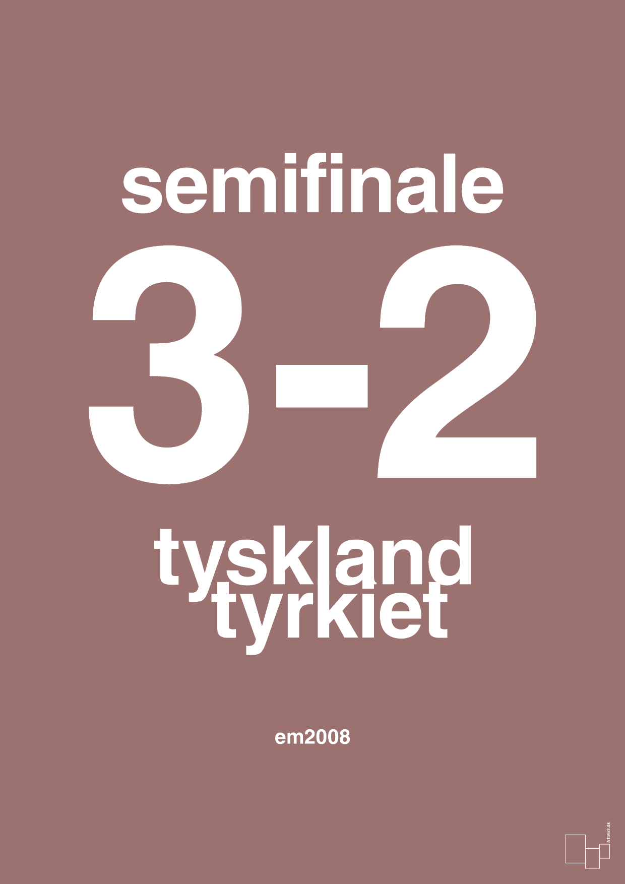 plakat: resultat for fodbold em semifinale B i 2008 - plum-Fodbold-A1two3